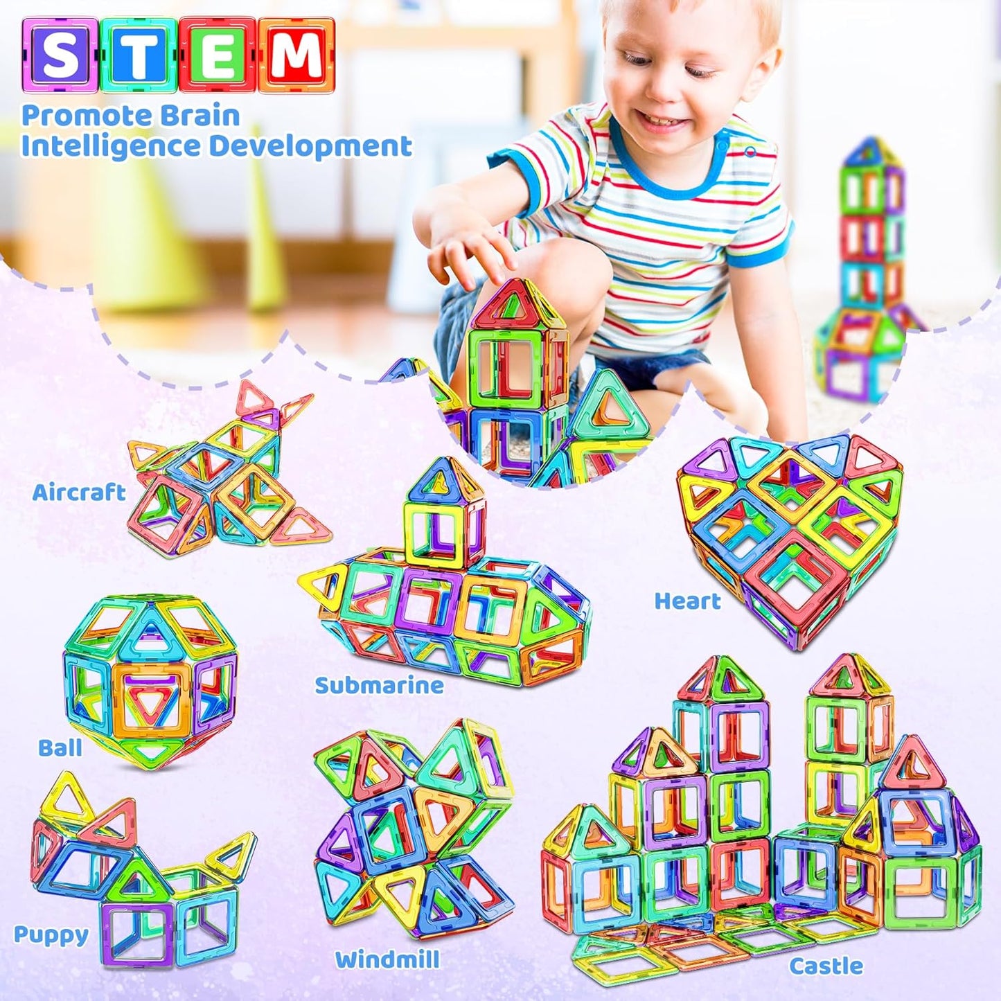 40-teiliges Set magnetischer Bausteine, A-blue-40 Teile