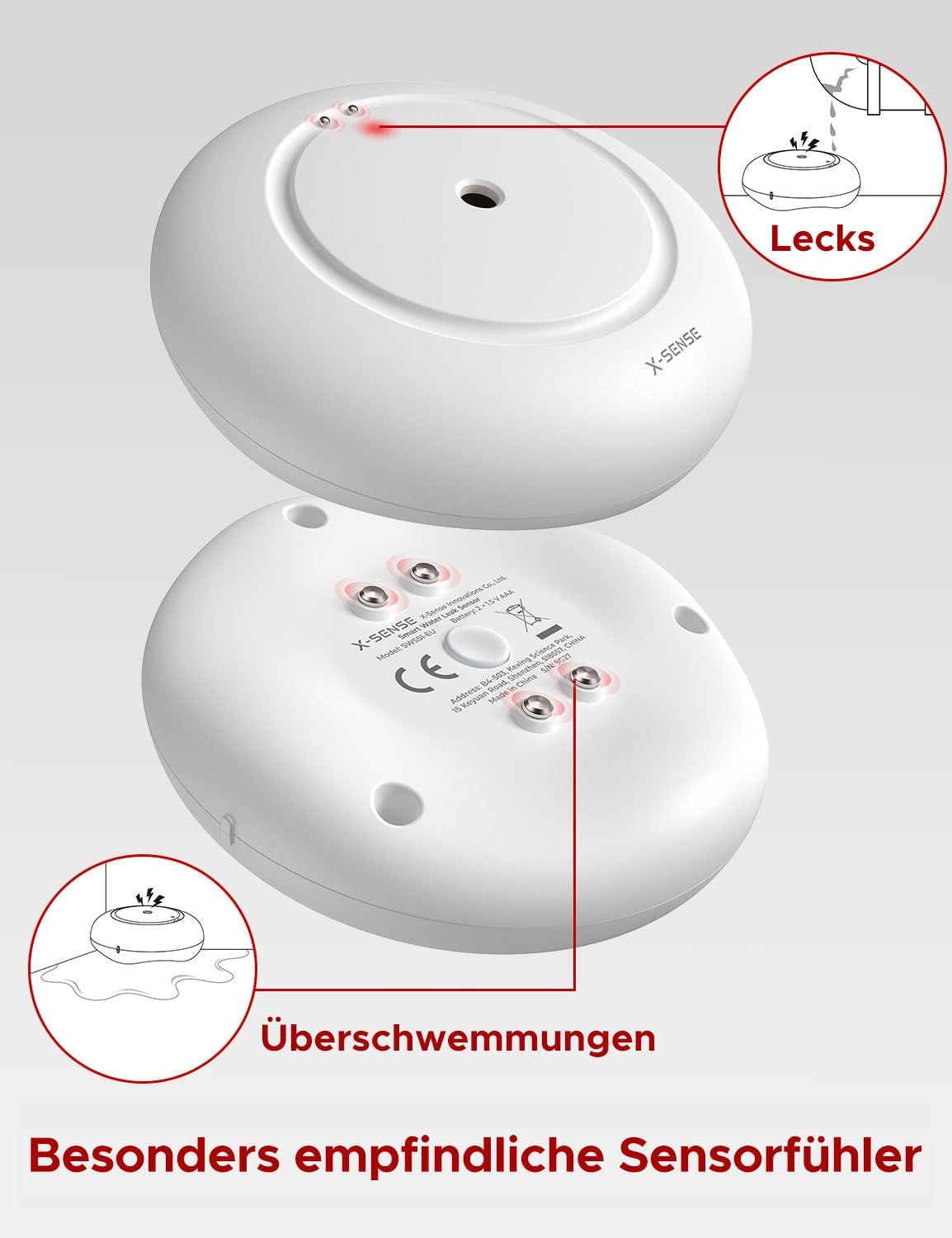 Wassermelder SWS51, 1x Wassermelder Ohne Basisstation