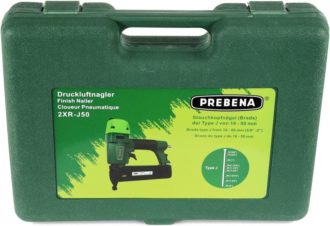 2XR-J50 Druckluftnagler im Transportkoffer + Stauchkopfnägel Brads 50 mm 4000 Stück