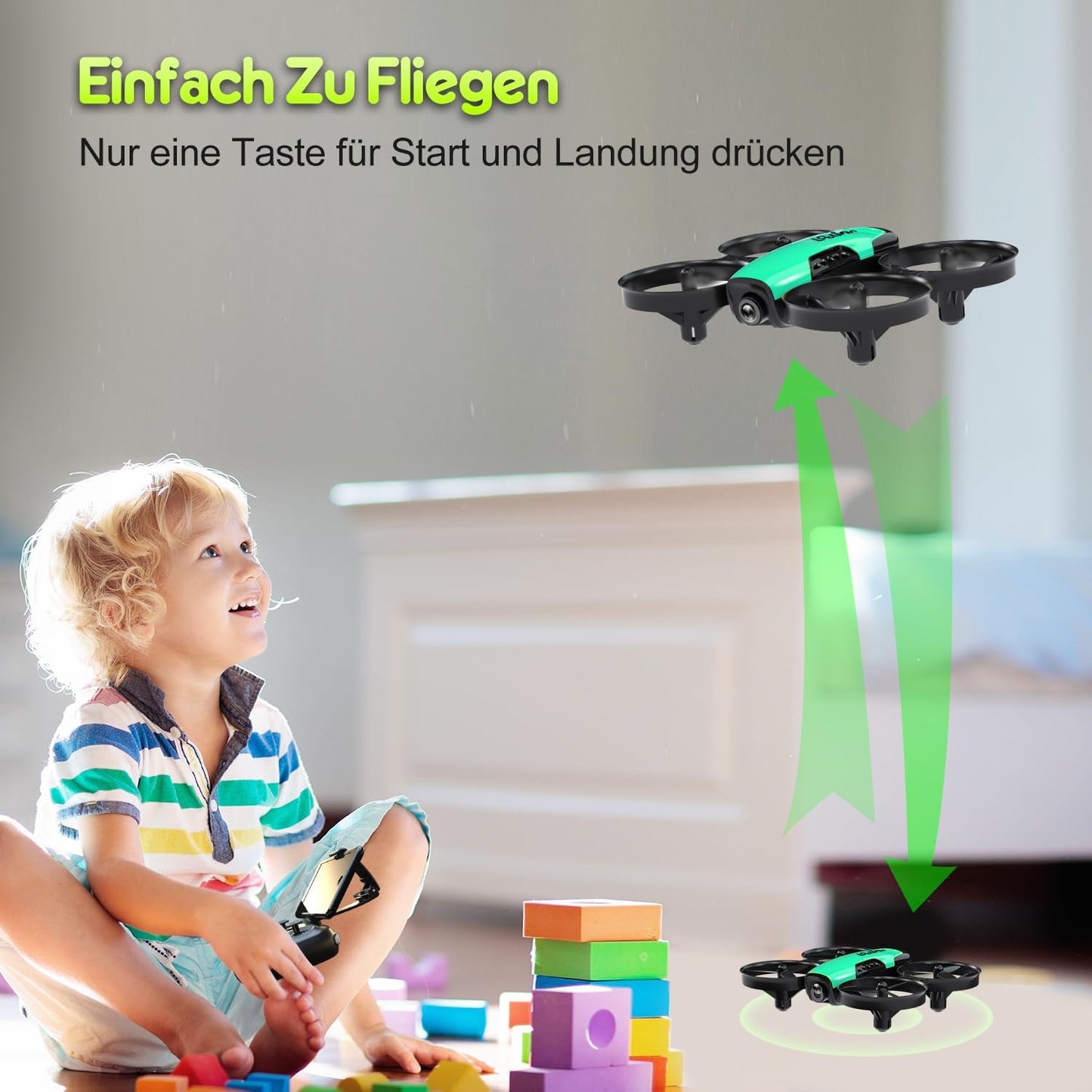 Mini-Drohne mit Kamera für Kinder, 1. Grün