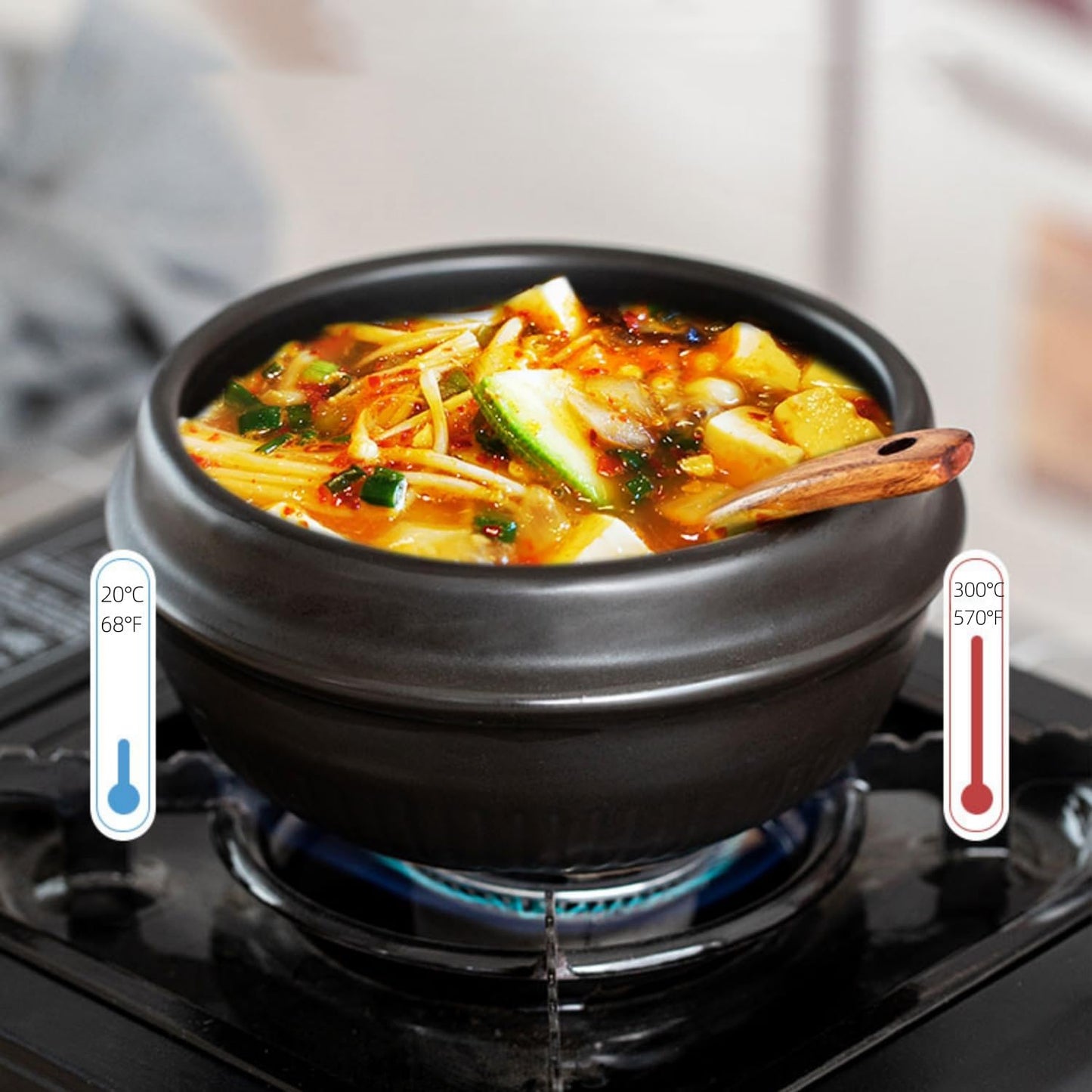 Bibimbap Keramiktopf mit Tablett, 1100ml, 1100ml
