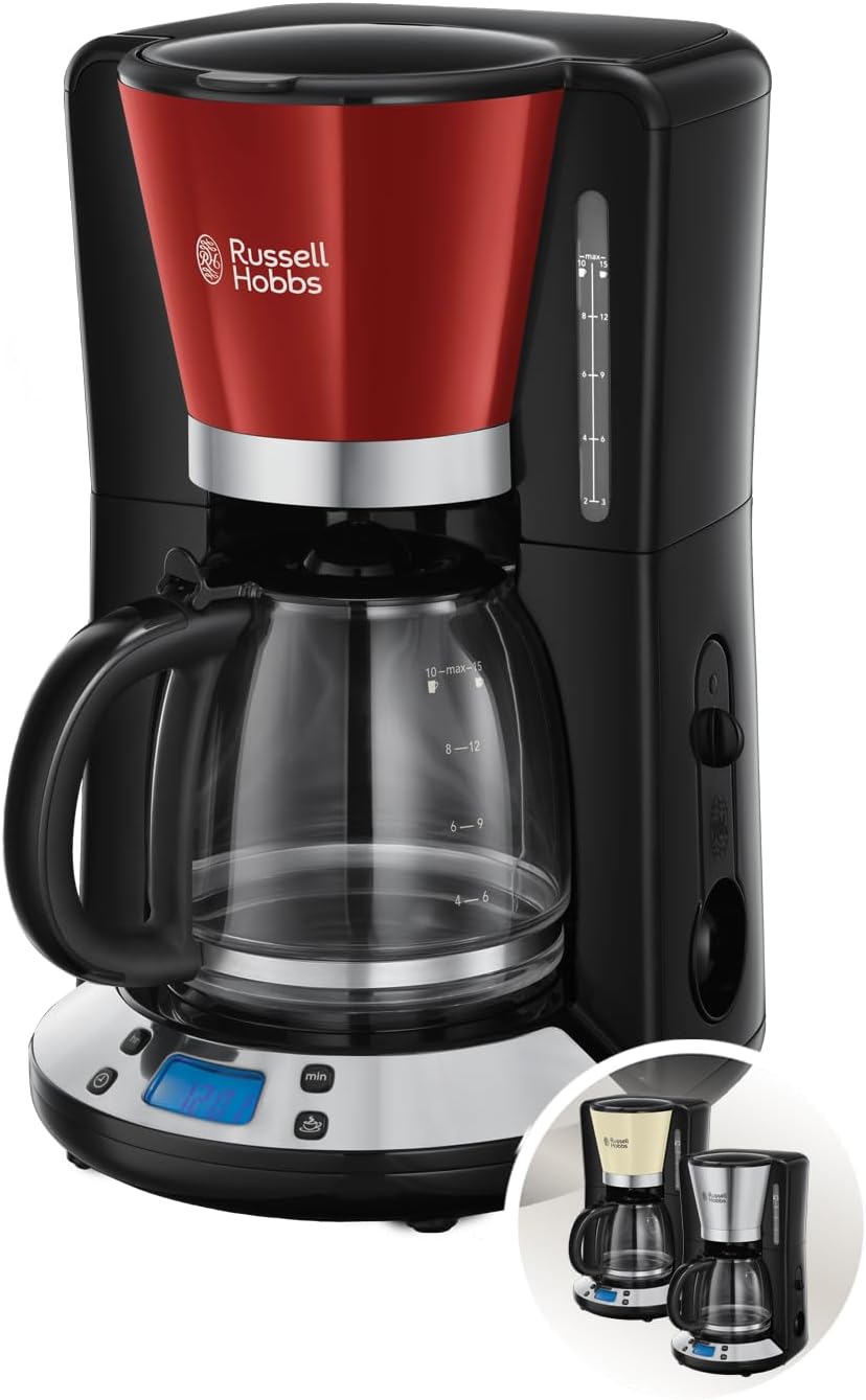 Filterkaffeemaschine mit Timer & Brausekopf, Rot ; 1,25L