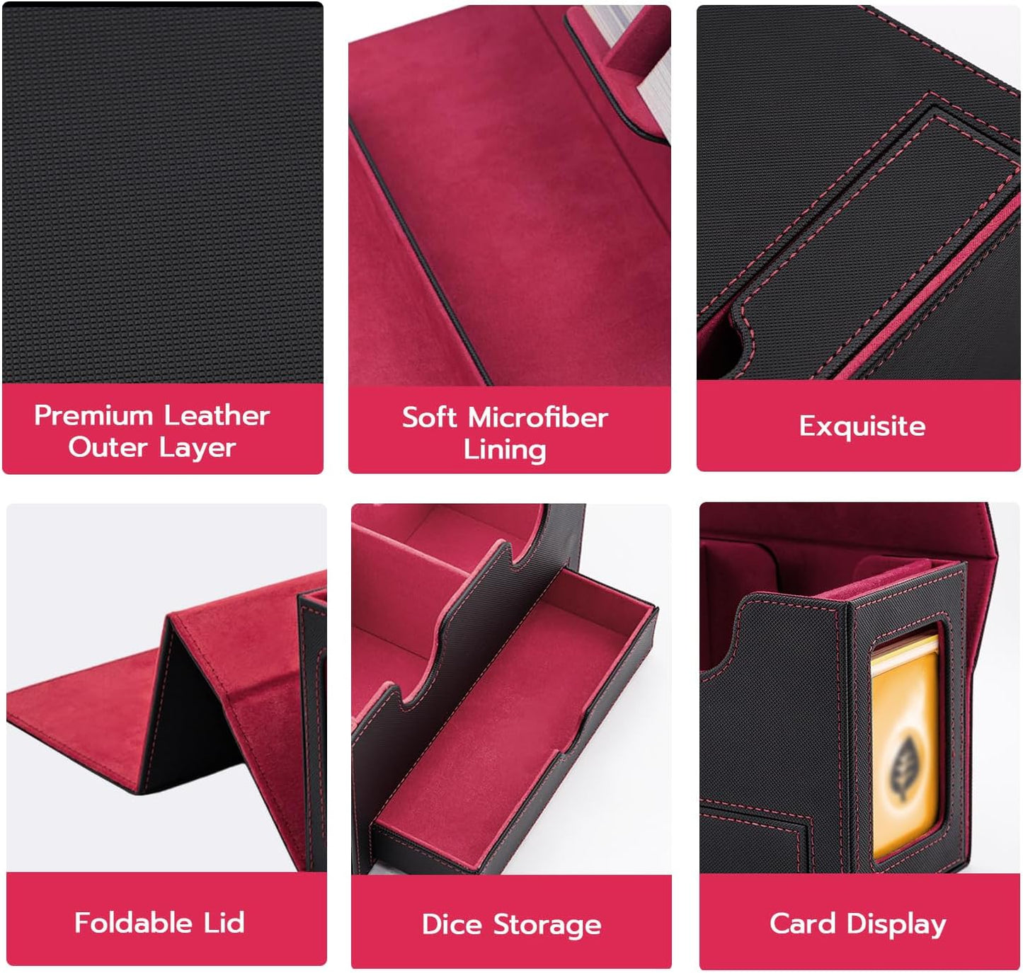Kartendeckbox mit Schaufenster und Würfelfach, Black An Red