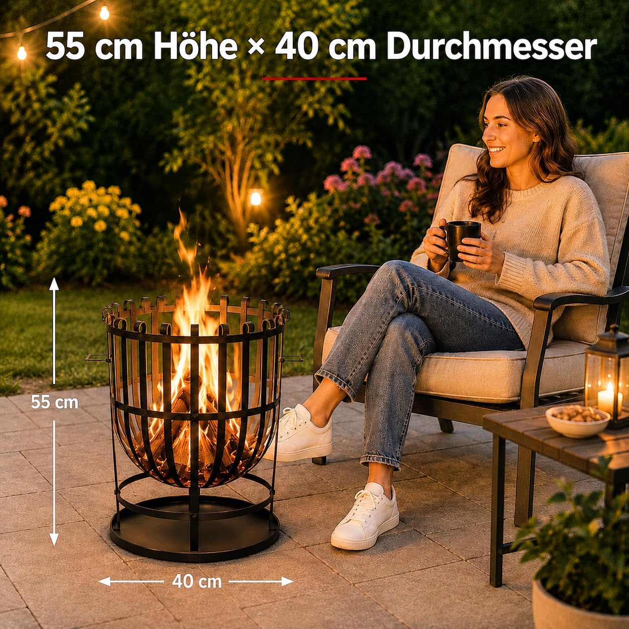 Feuerkorb mit Bodenplatte 55x40 cm
