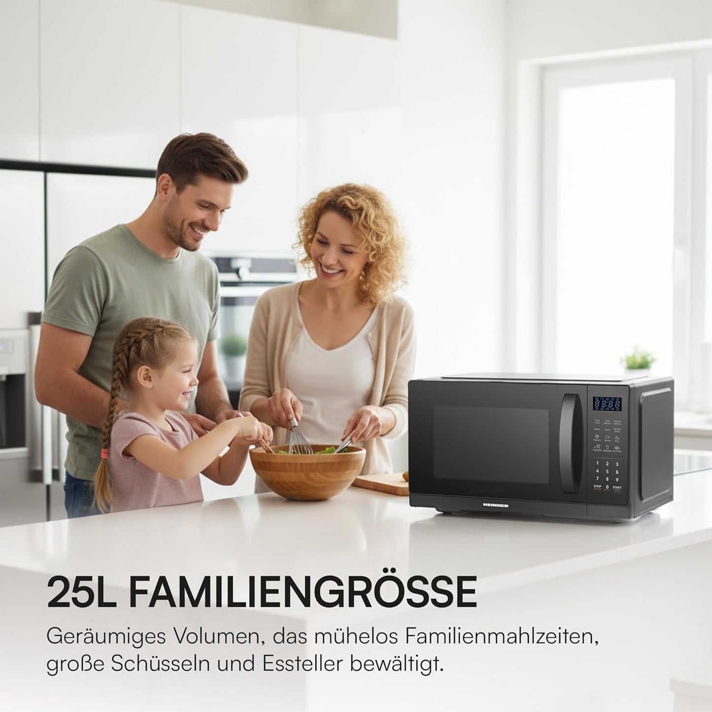 Mikrowelle mit Timer und Auftaufunktion, Dark Black
