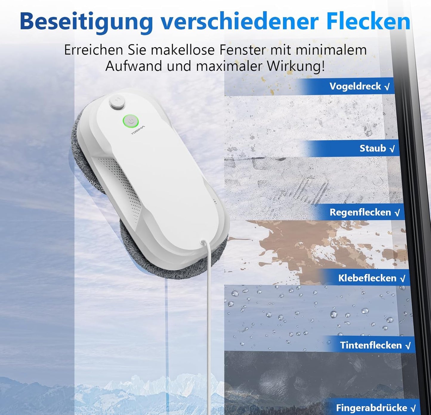 W5 Fensterputzroboter mit Ultraschall-Sprühfunktion, Weiss-w5