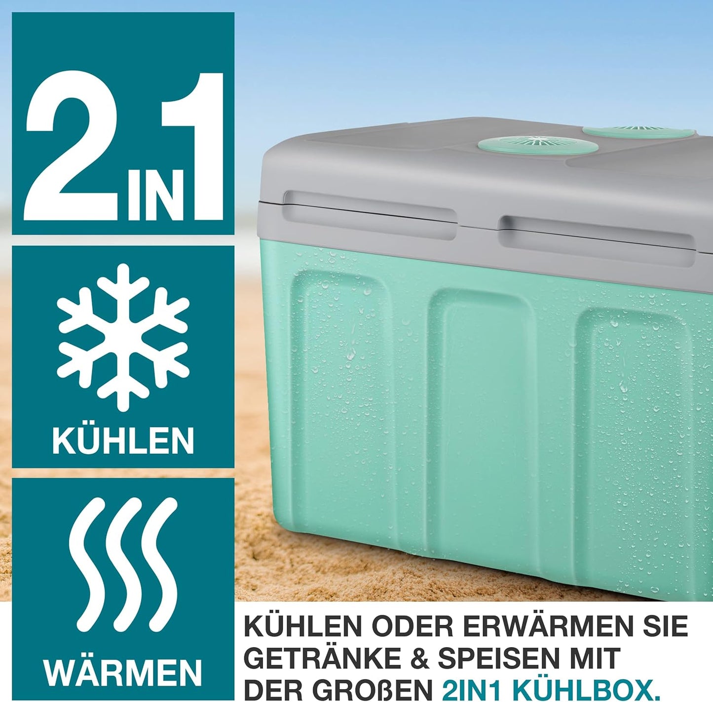 2in1 XXL Kühlbox mit Kühl-/Heizfunktion, Mint