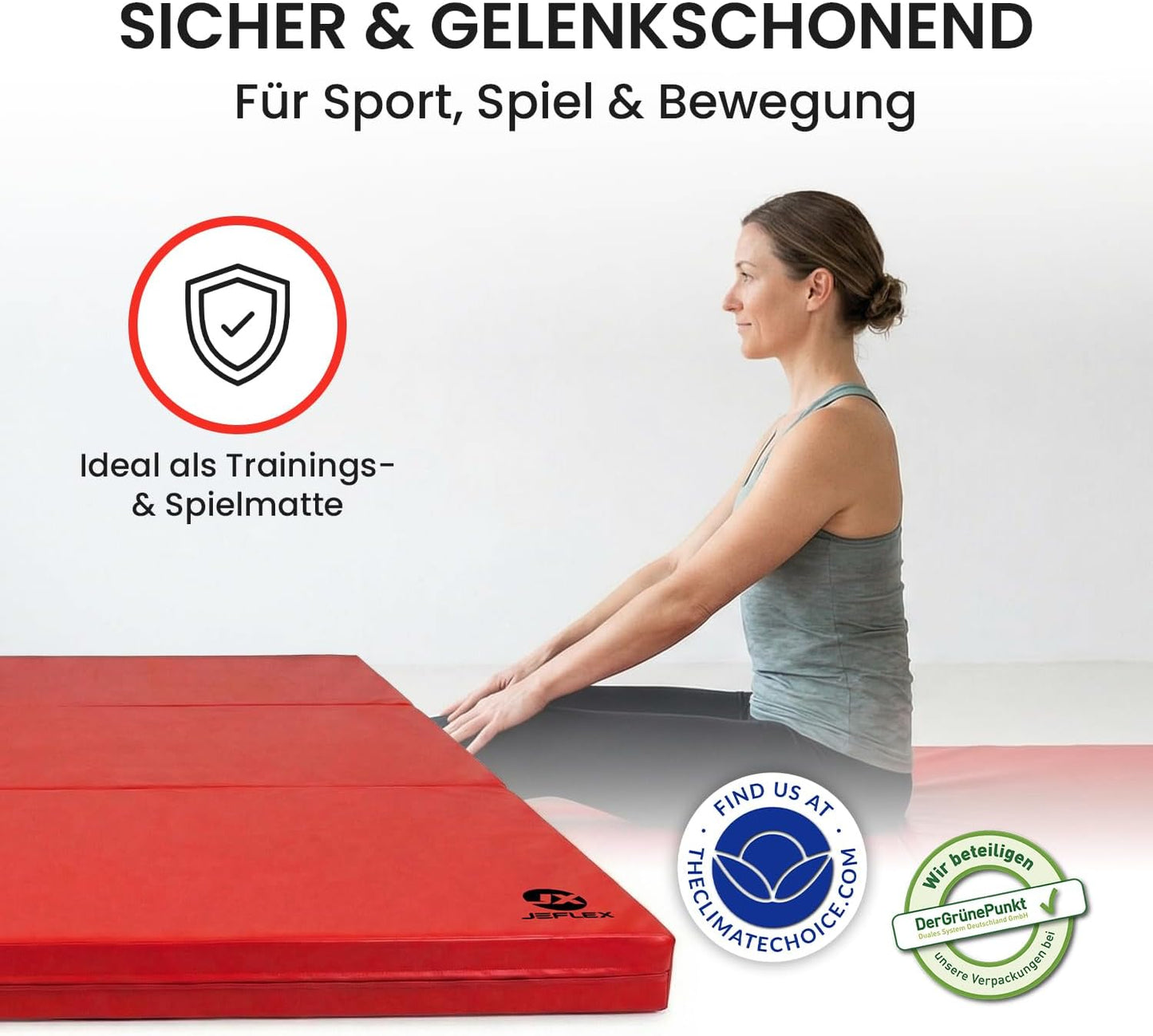 Klappbare Weichboden- und Turnmatte, Rot / Schwarz