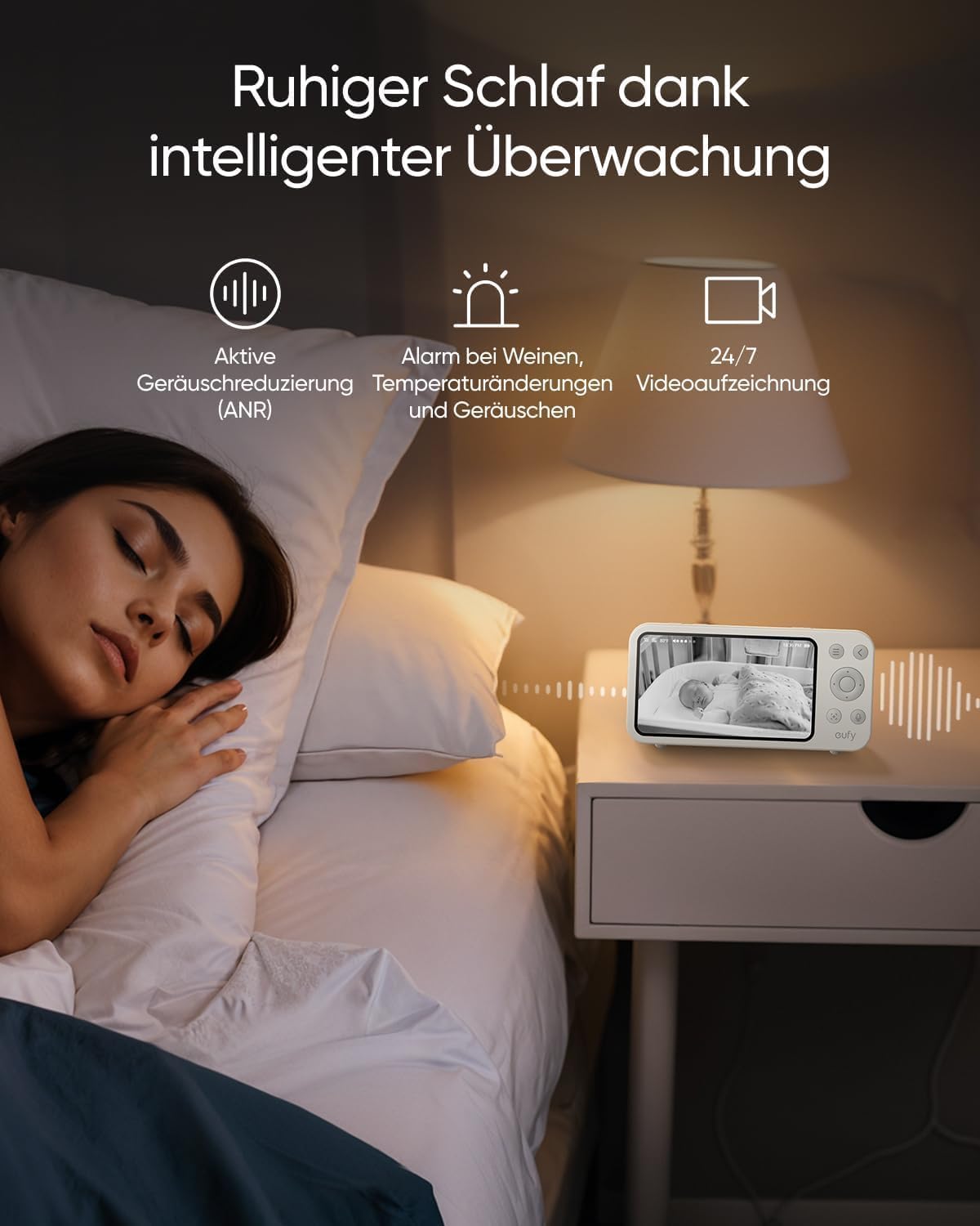 Babyphone mit Kamera E20 & App-Steuerung, 2K Babyphone E20