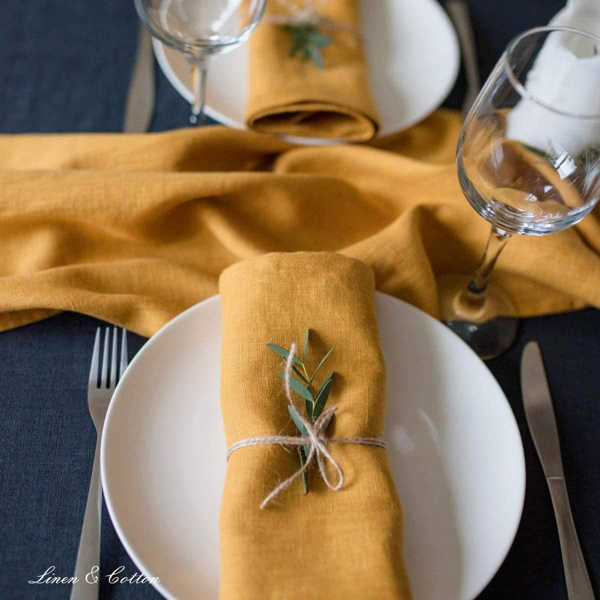 4-teiliges Stoffservietten-Set Hygge, Senfgelb/ Gelb Servietten - 32 x 32cm