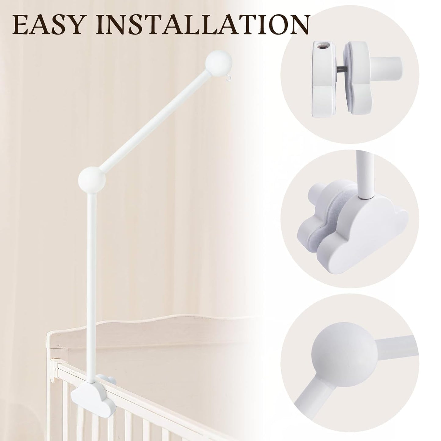 Mobile Halterung für Babybett, Weiß