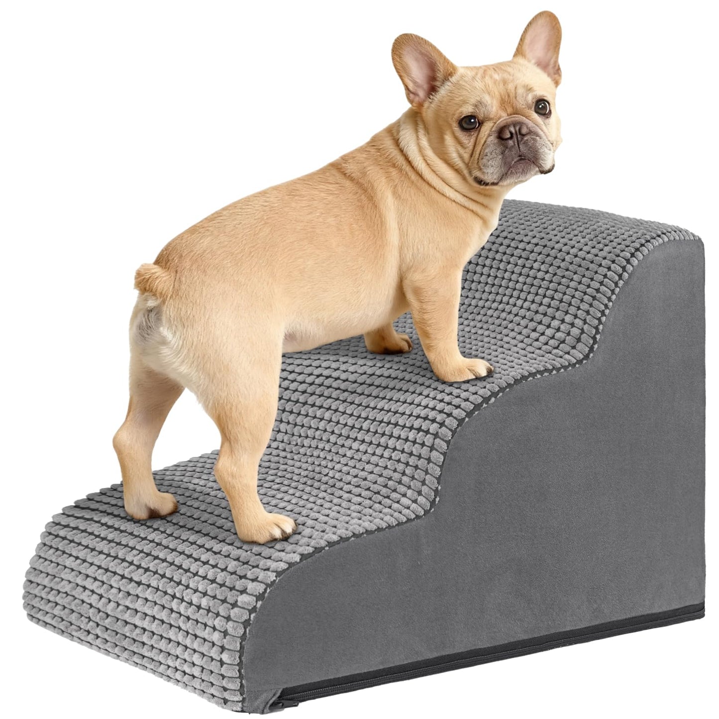 Haustiertreppe mit 3 Stufen, 3 Stufen Grau Hundetreppe