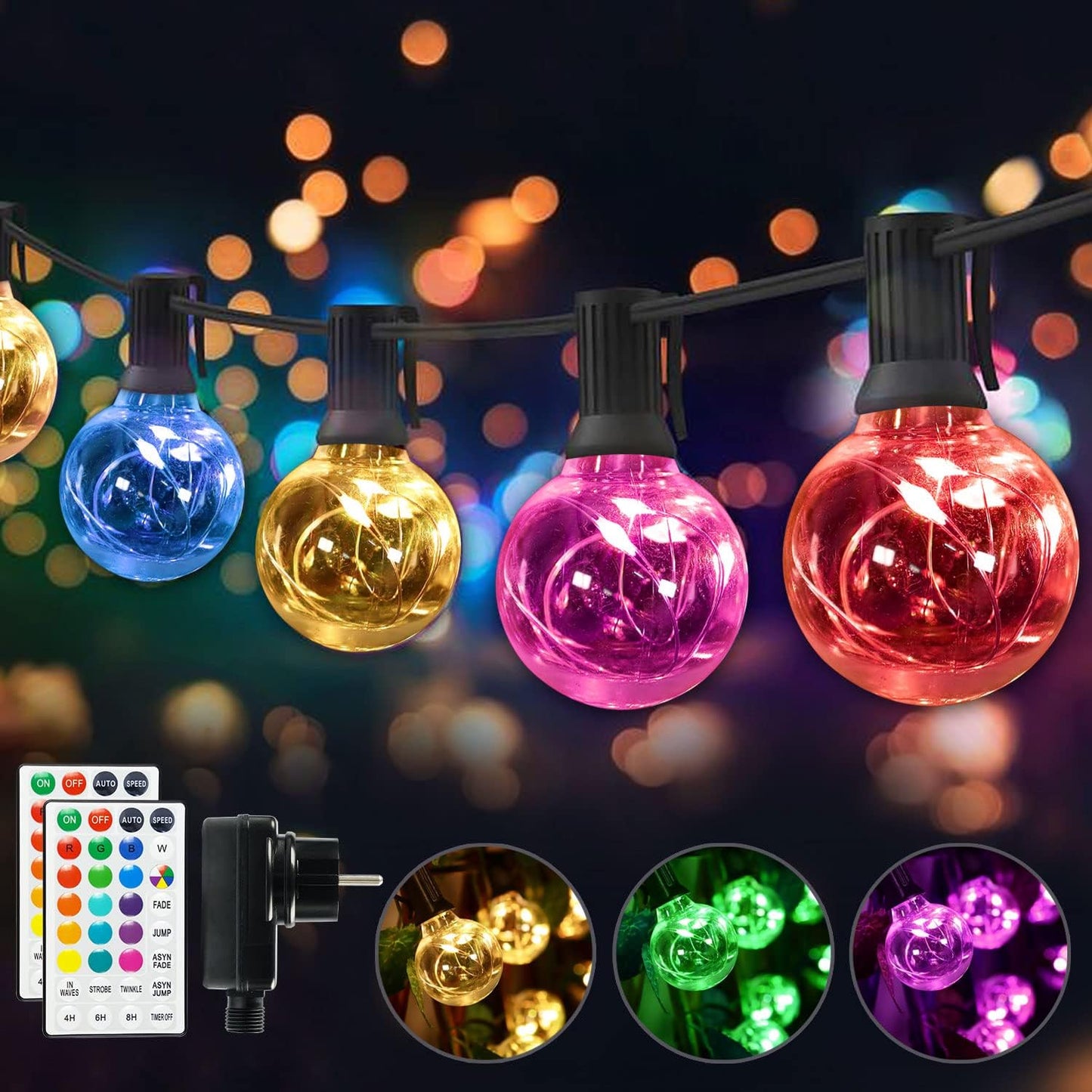 Glühbirnen-Lichterkette, 9m 30led 16 Farbe