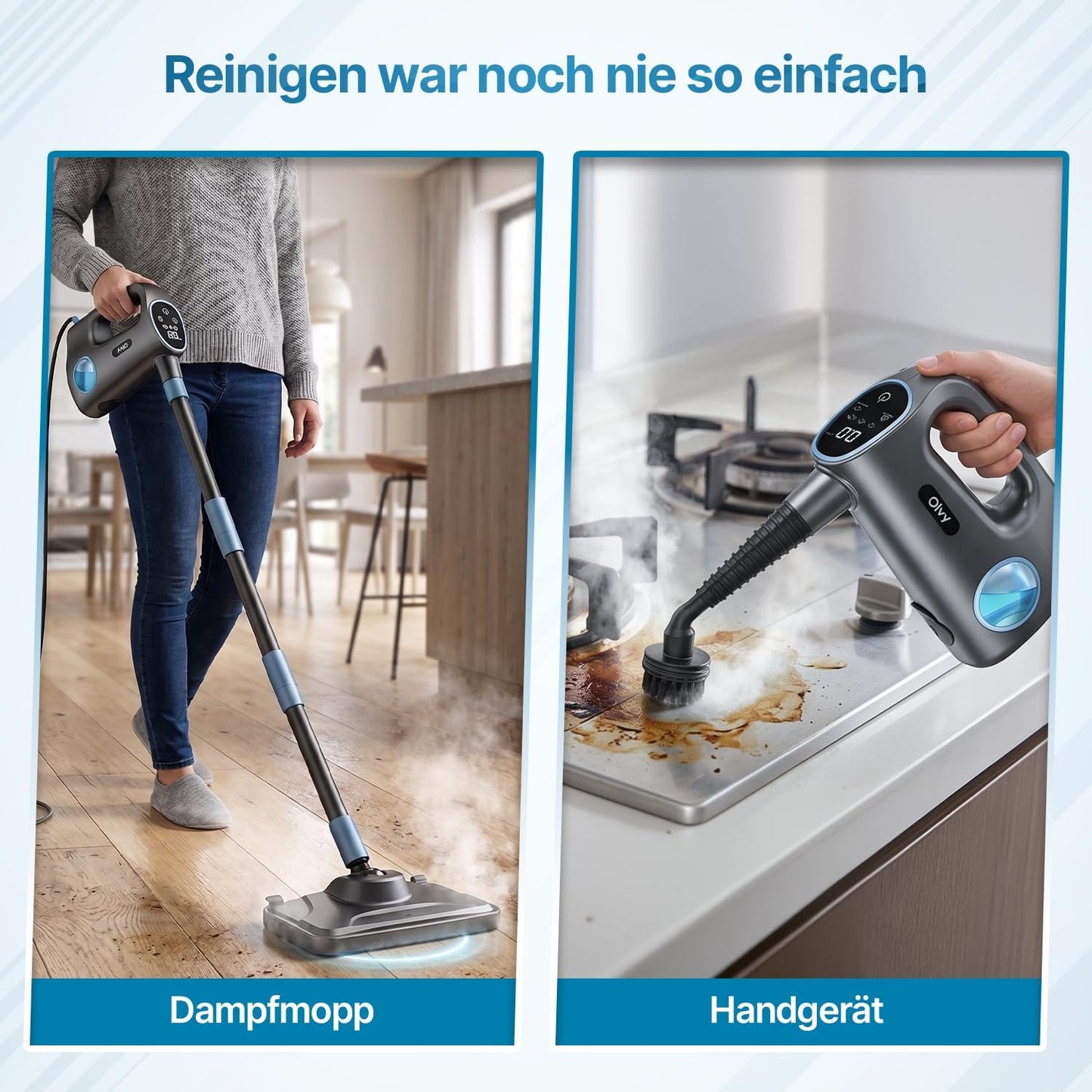 Multifunktionaler Dampfreiniger, 13-Teilig (1 Gerät + 12 Zubehör)