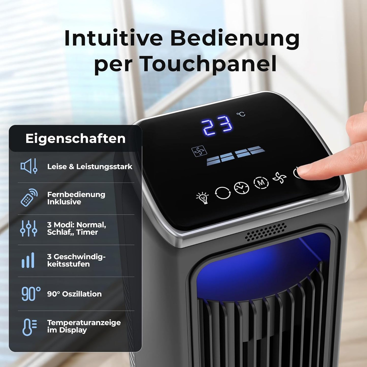 Turmventilator mit Fernbedienung und Timer, 106 CM