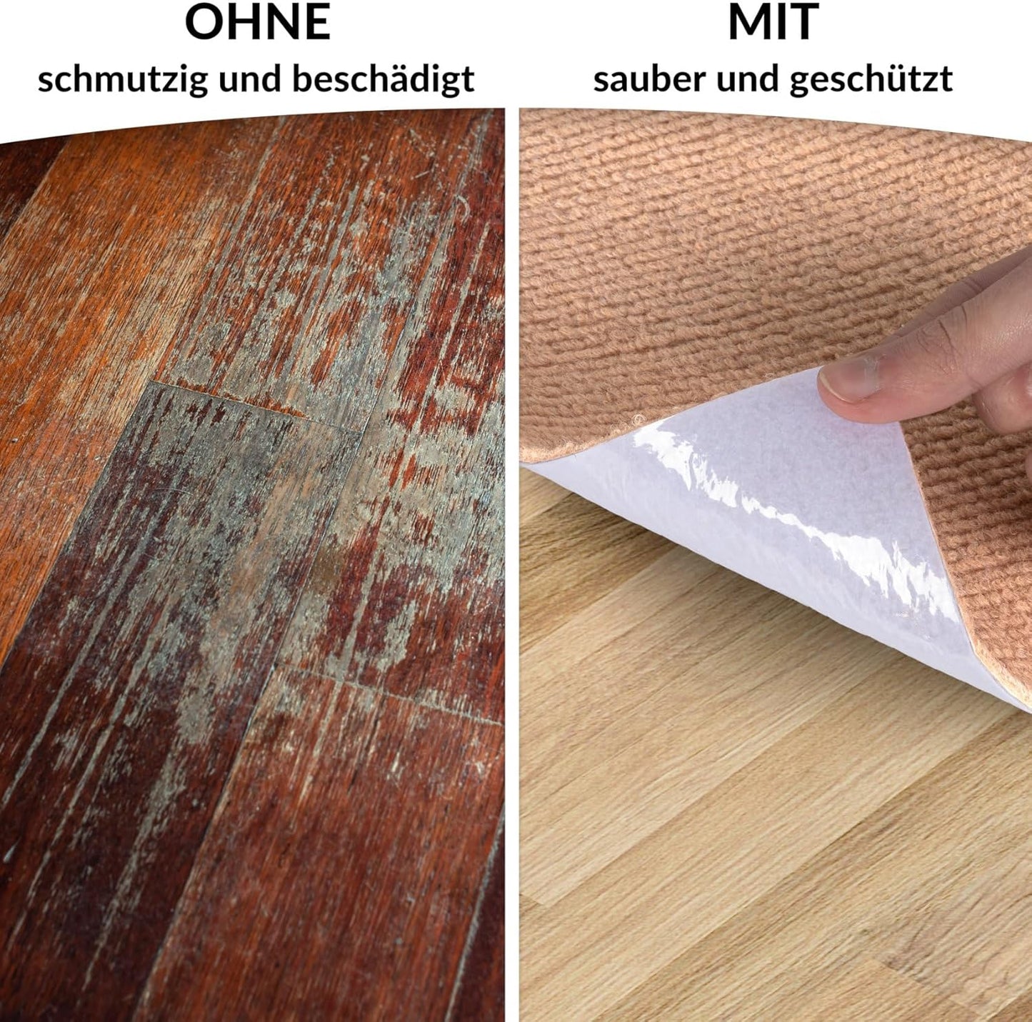 Runde Bodenschutzmatte für Bürostuhl, Rund 90 cm Hellbraun