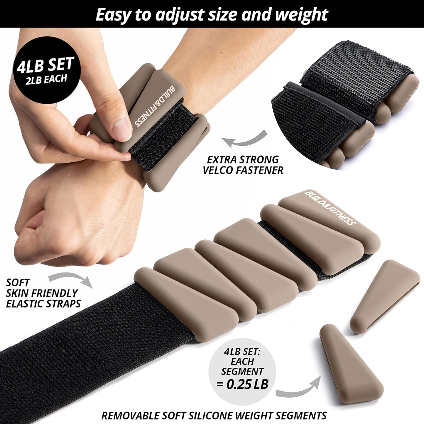Verstellbare Handgelenk- & Knöchelgewichte, Mokha 4LB (2LB each)