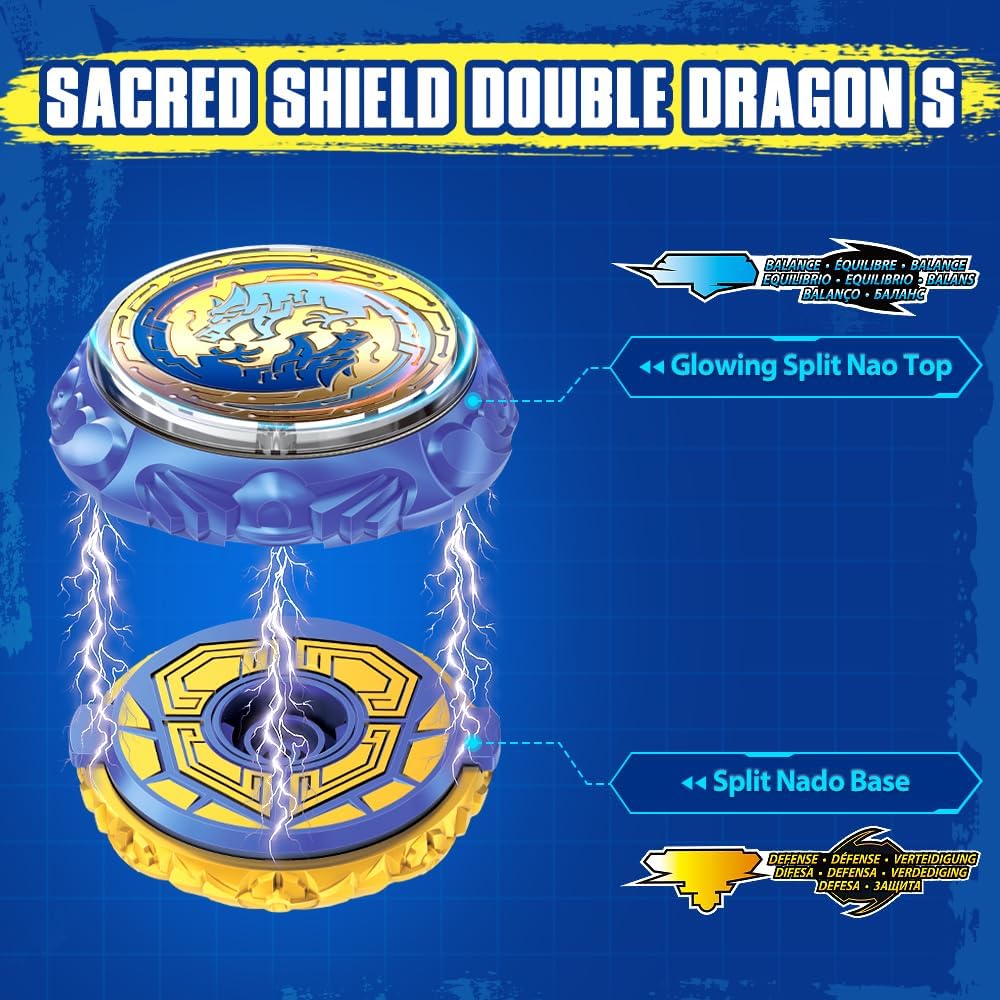 Battle Tops Kreisel-Set Split Series Sacred Shield Double Dragon S, Dragon Shield