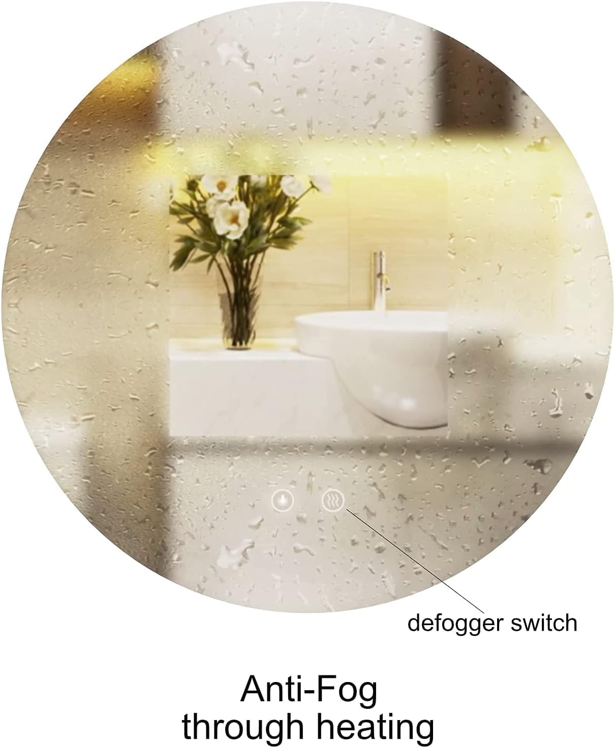 Runder LED-Badspiegel mit Antibeschlag und Touch-Schalter, Rund A