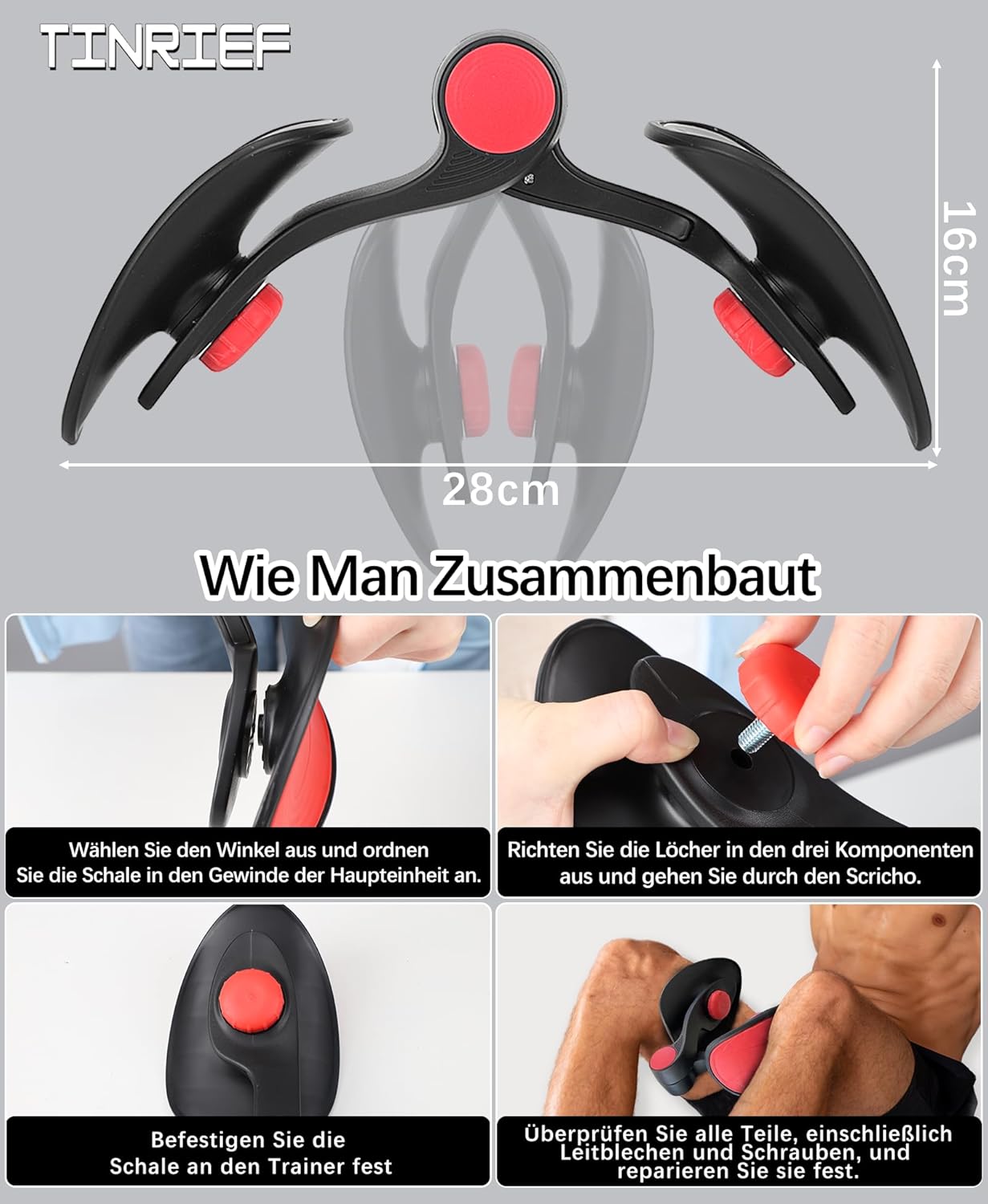 Beckenboden- und Oberschenkeltrainer, Schwarz 16 KG