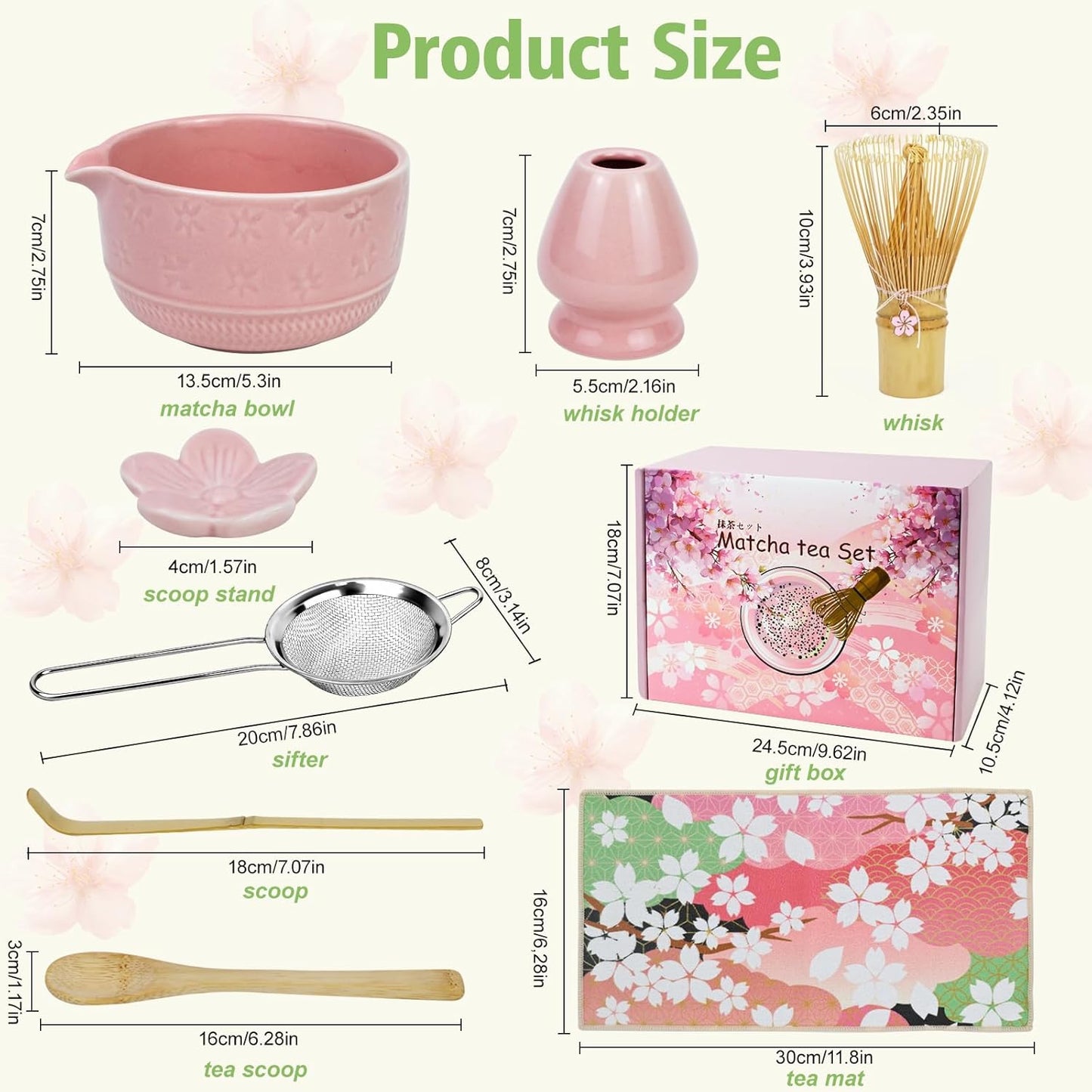 Matcha Tee Set, Rosa-8pcs