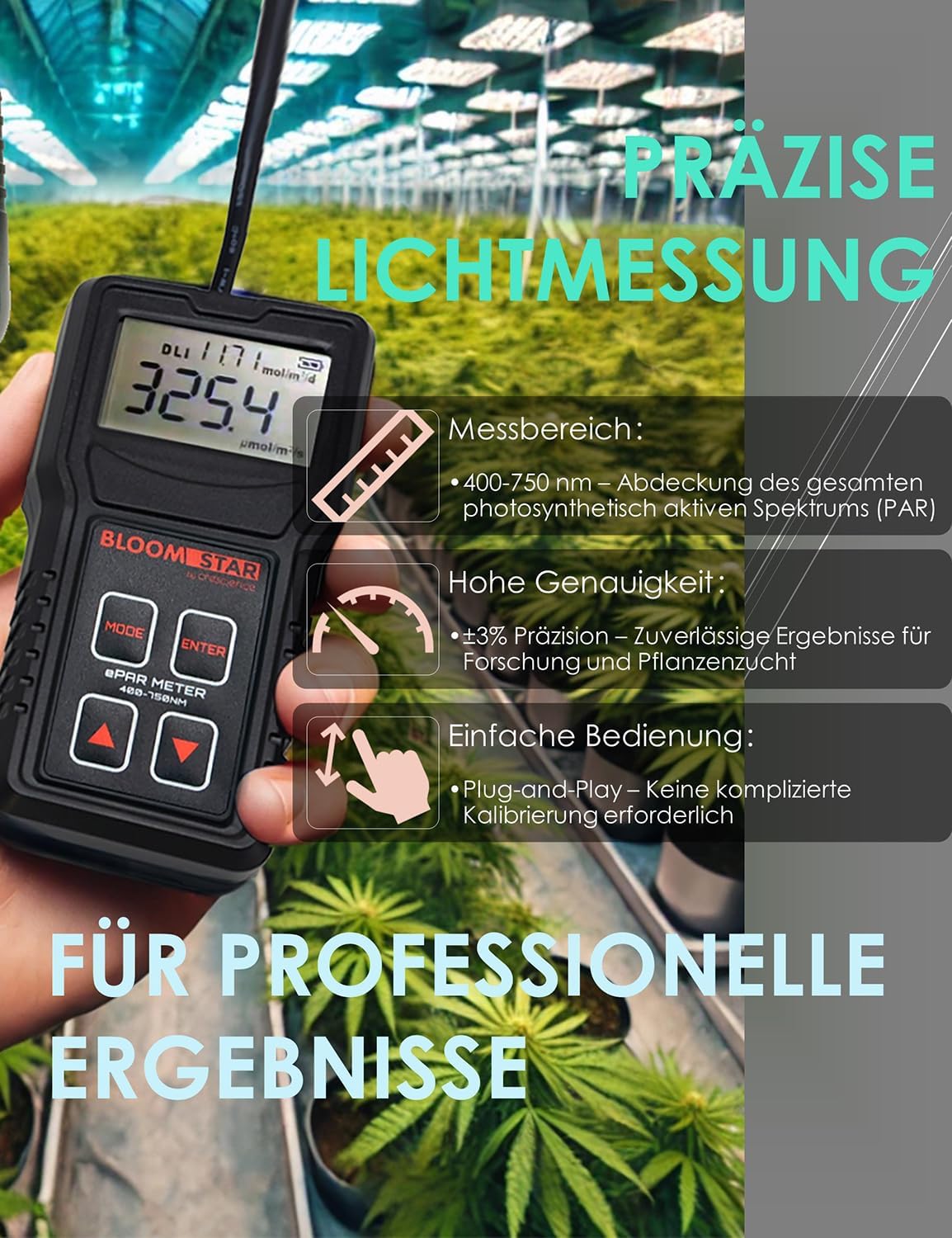 ePAR-Meter Quantum-Sensor für Pflanzenwachstum