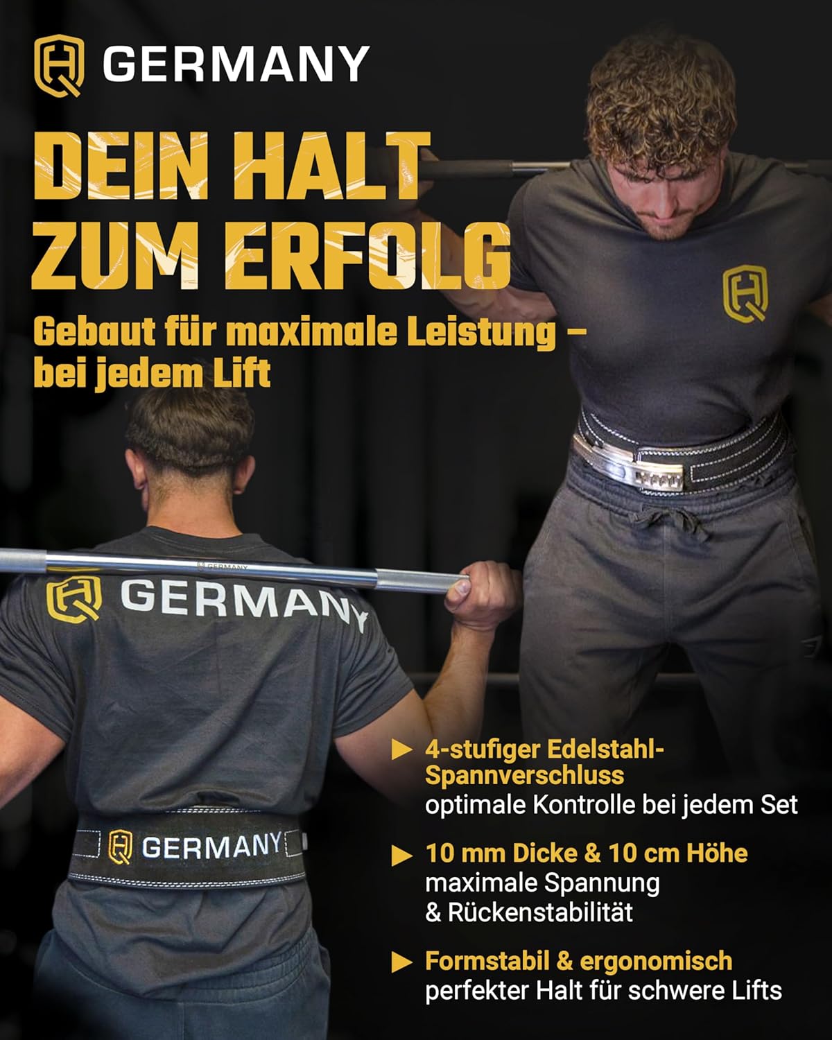 Gewichthebergürtel aus Leder, Powerlifting - 10mm M
