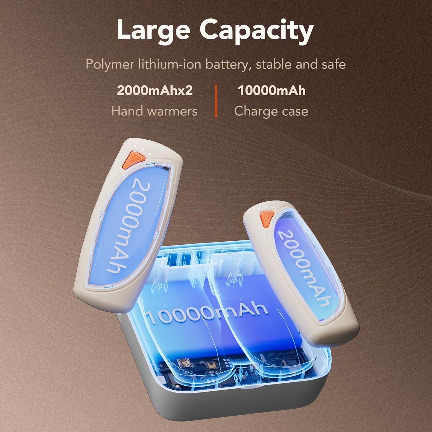 Elektrische Handwärmer 2er-Set mit Ladecase (14000 mAh), Hellgelb