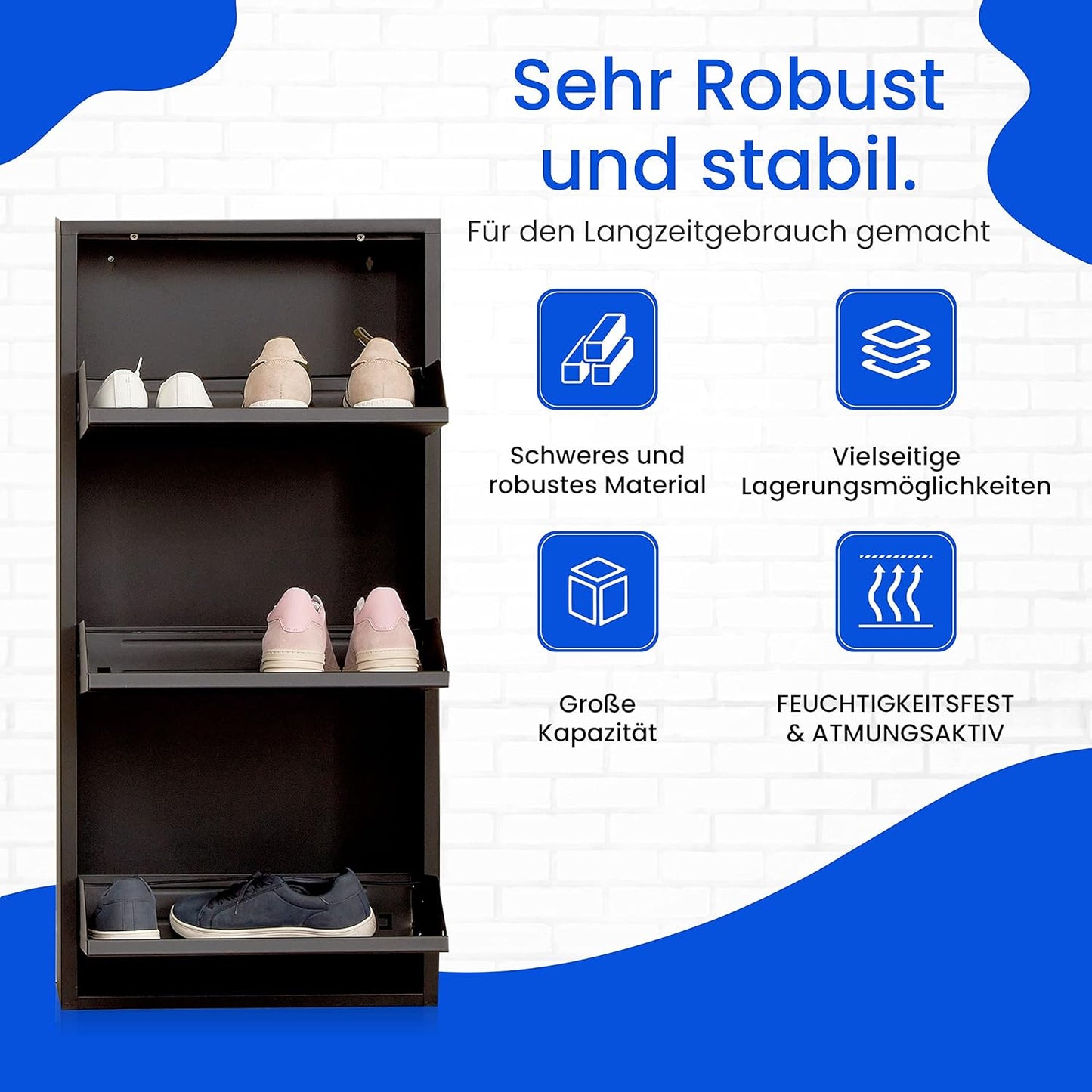 Schuhkipper mit Magnetverschluss, 3 Klappen, 3 Klappen Schwarz