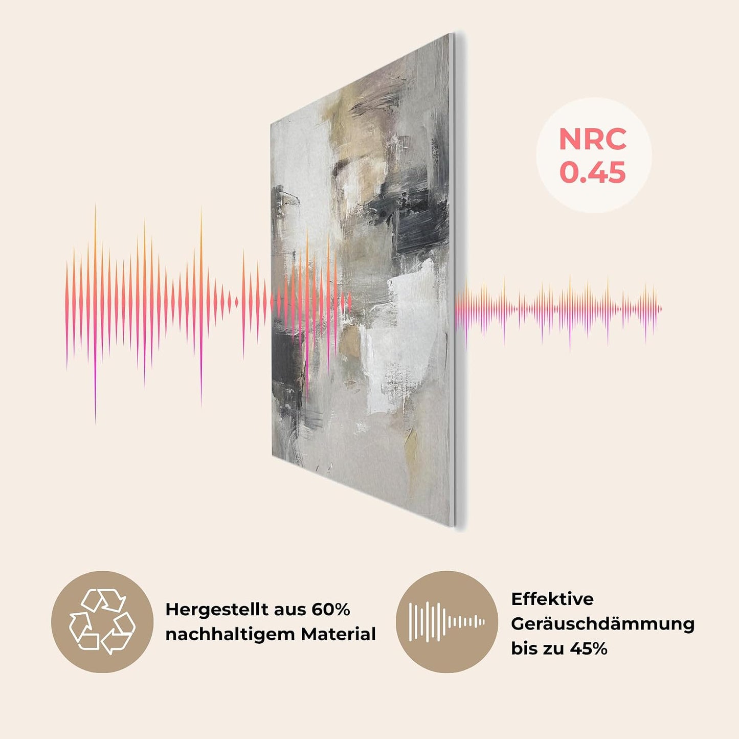 Filzbild Wall Art, 70x100 cm, 70L x 100B cm Farbpalette - Pinselstriche