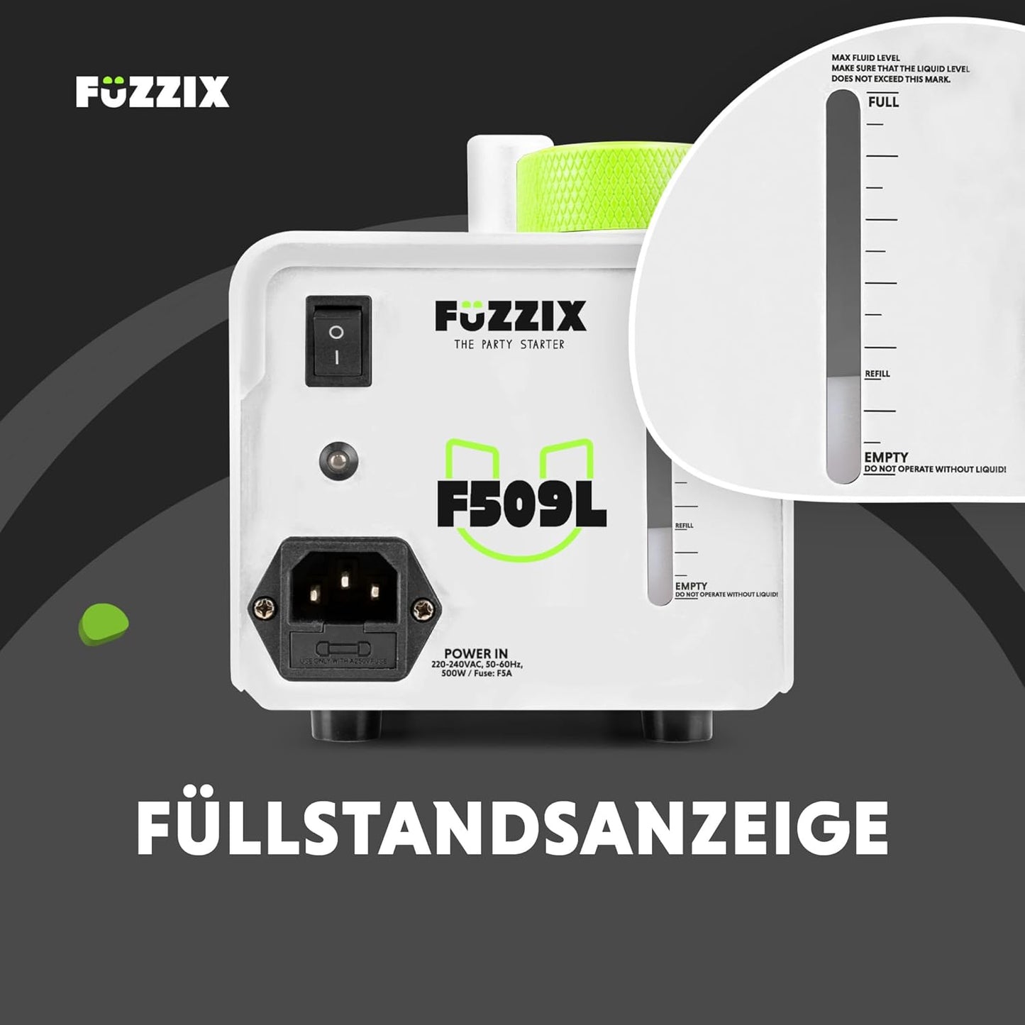 Mini-Nebelmaschine mit LED-Effekten (500W), Weiss + 9 LED|Nebelmaschine + 2L