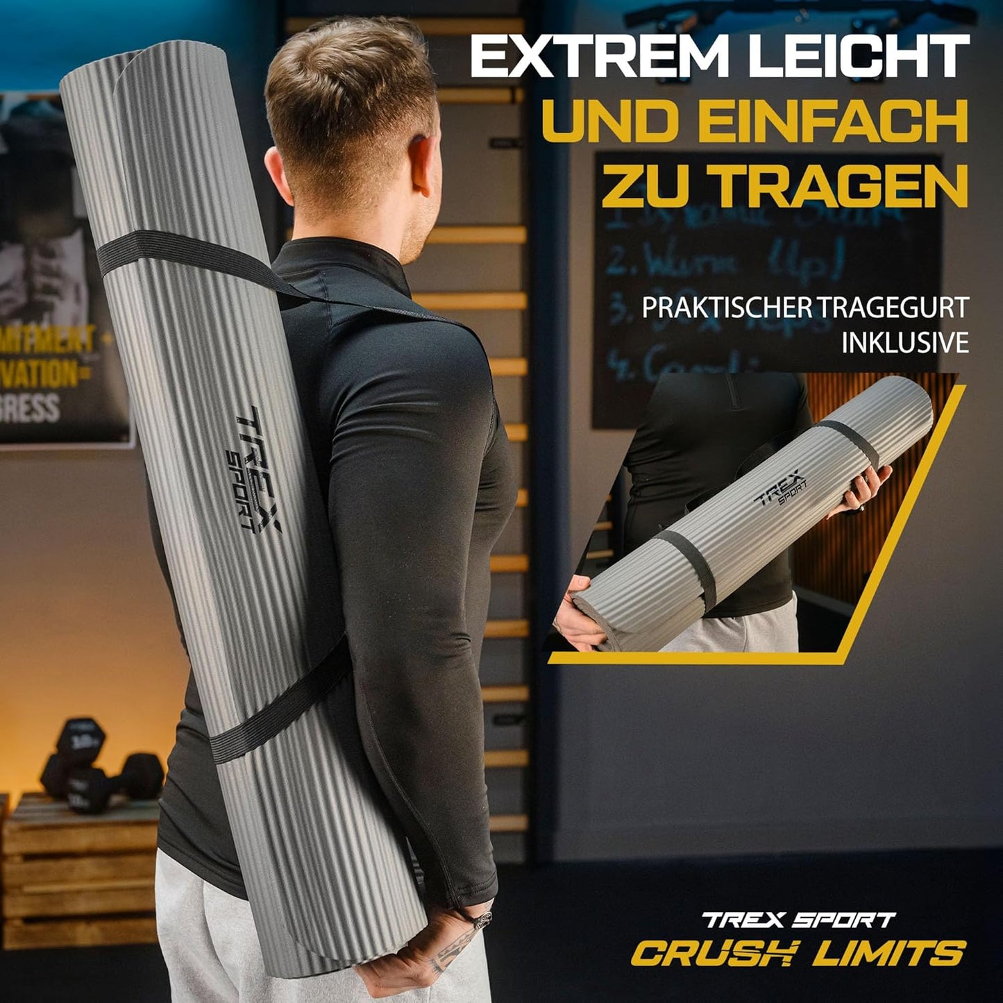 Gymnastikmatte extra dick & weich, Grau