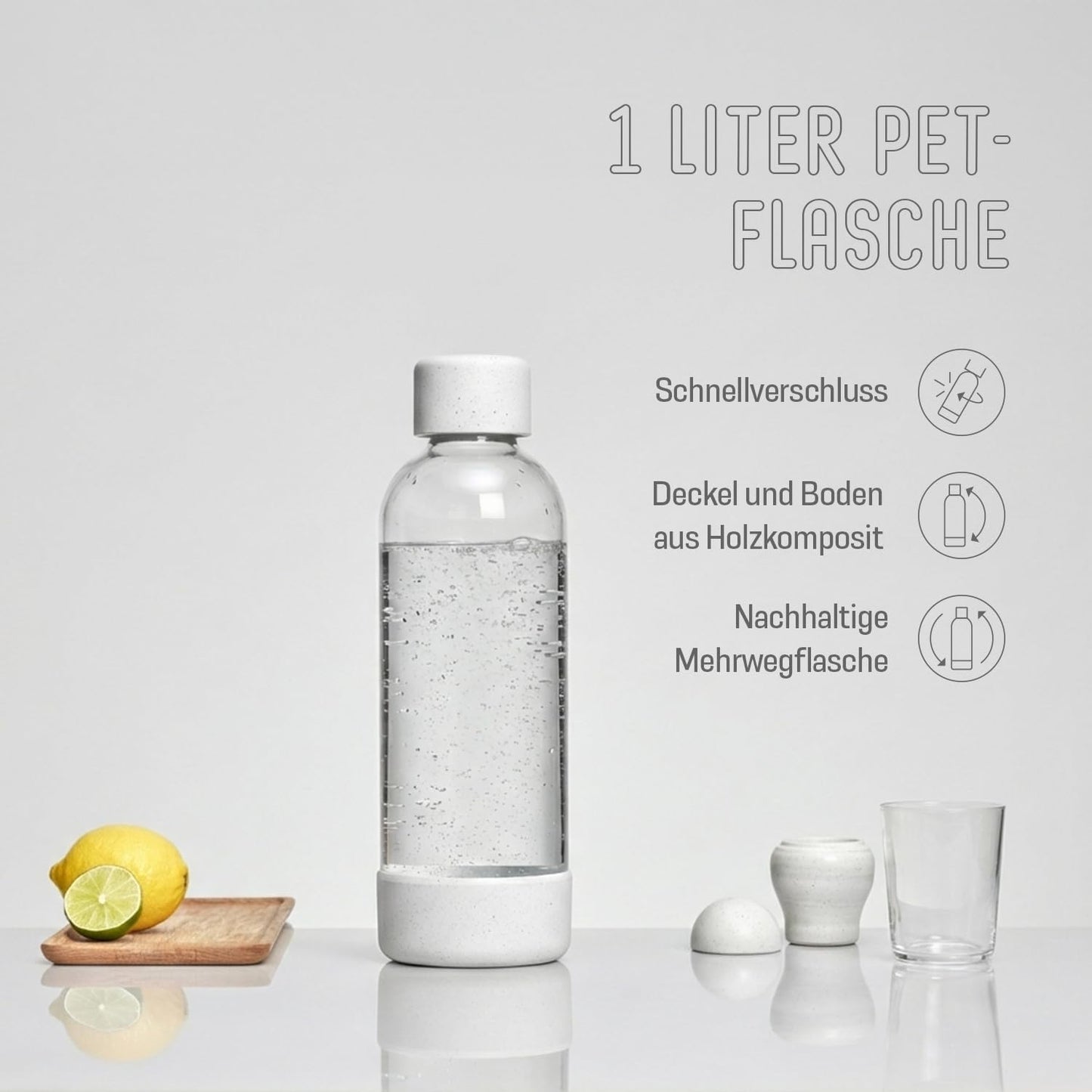 Woody WD002F-WE Wassersprudler, ohne CO2-Zylinder, Weiss, Ohne CO2-Zylinder