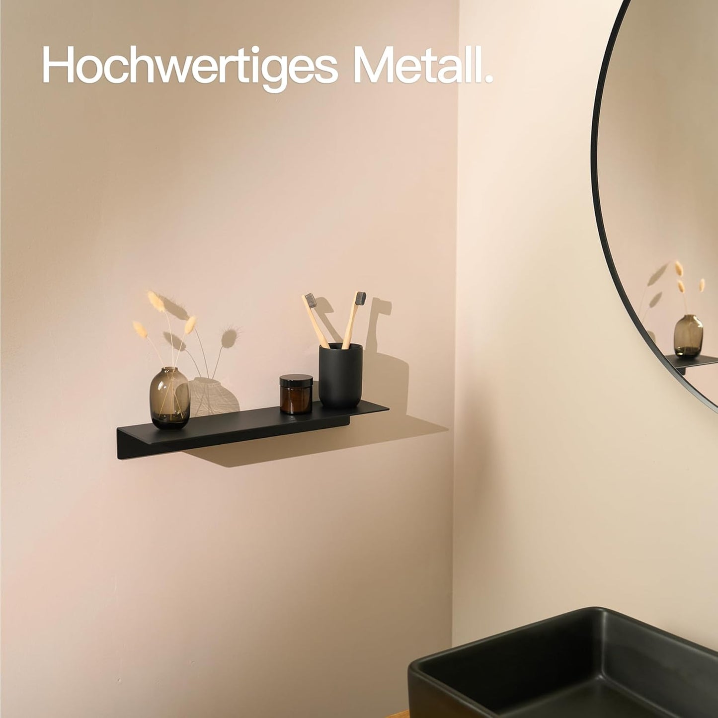 Selbstklebendes Wandregal, Schwarz 42 cm