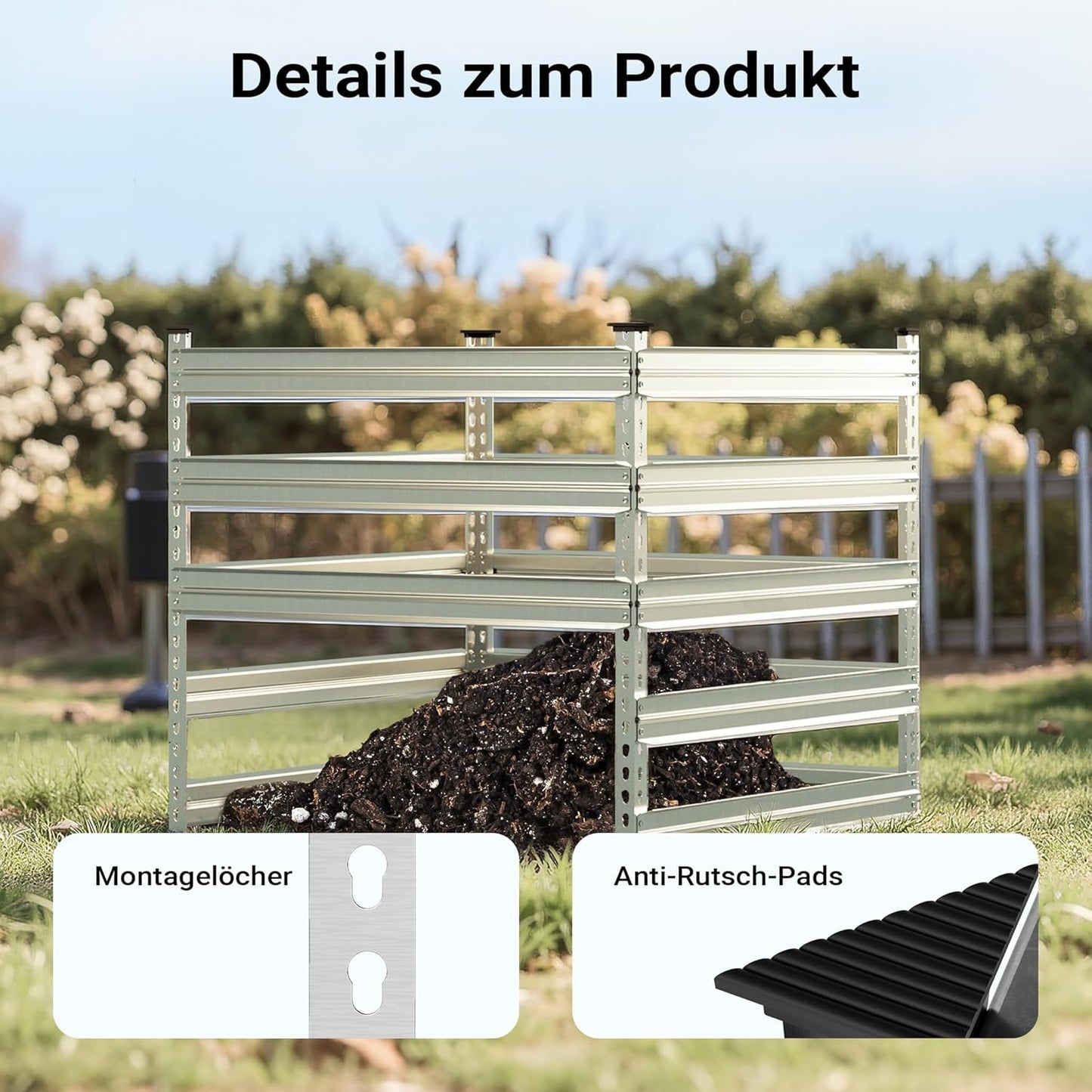 Gartenkomposter, Metall 100x100x90 cm