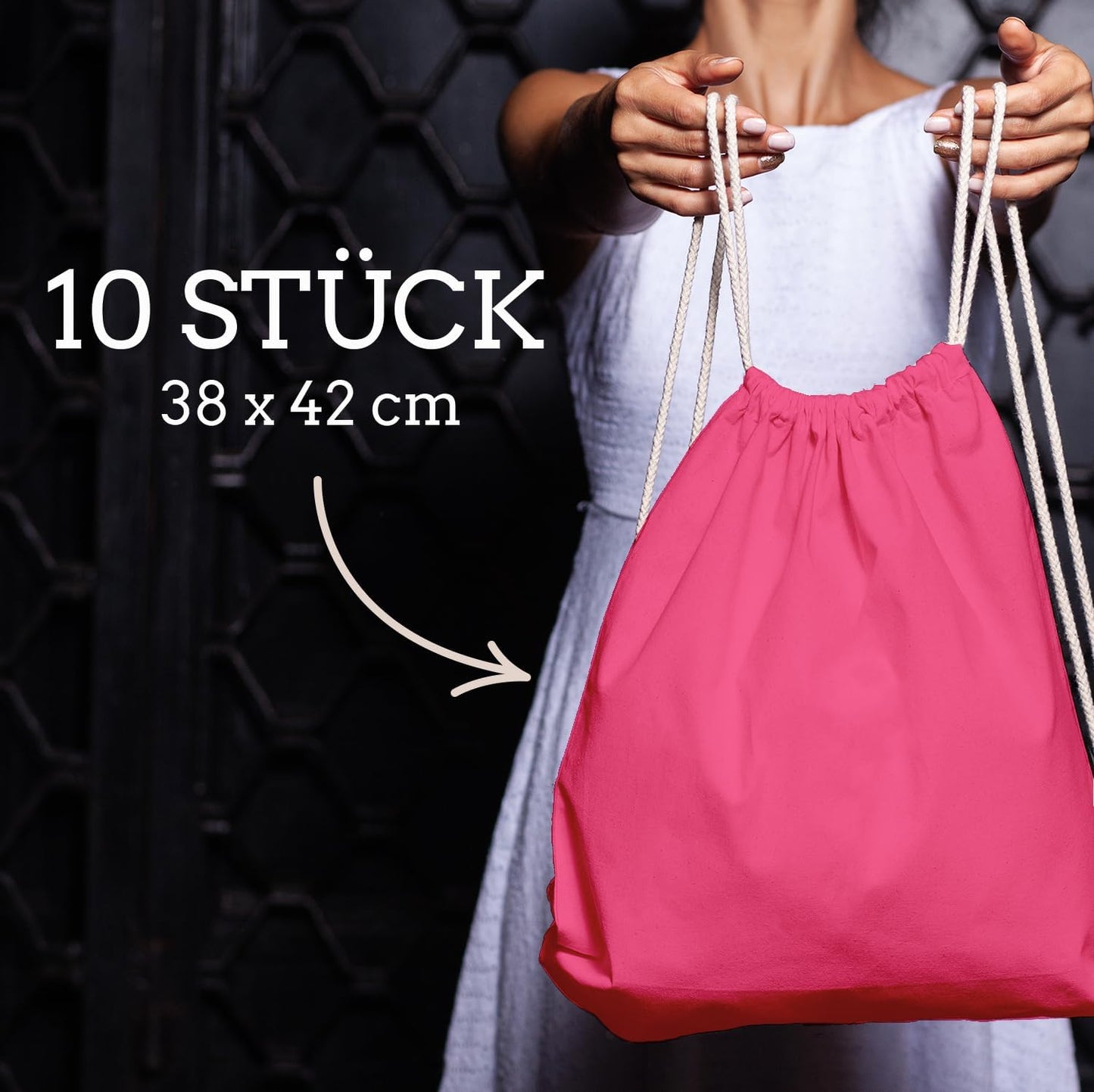 10er-Set Turnbeutel, Rosa 38 x 42 cm