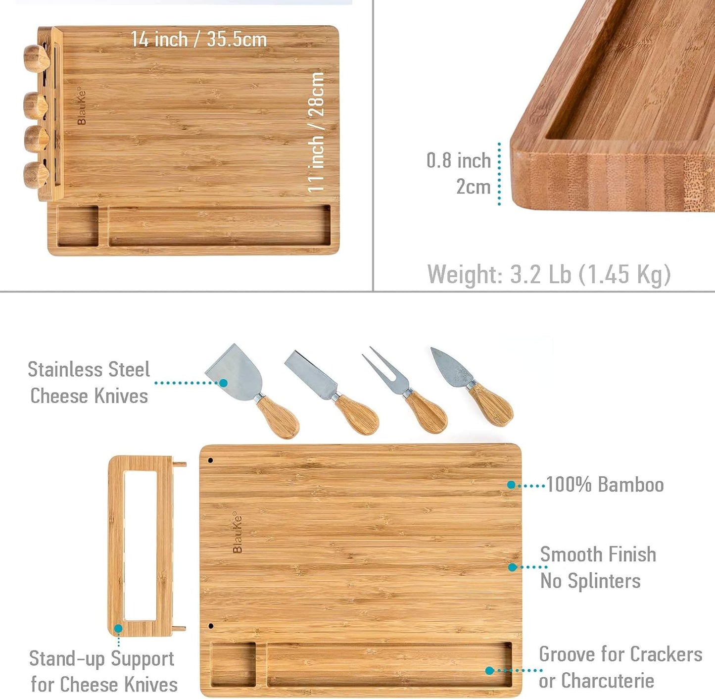 Käsebrett mit Käsemesser-Set, Beige