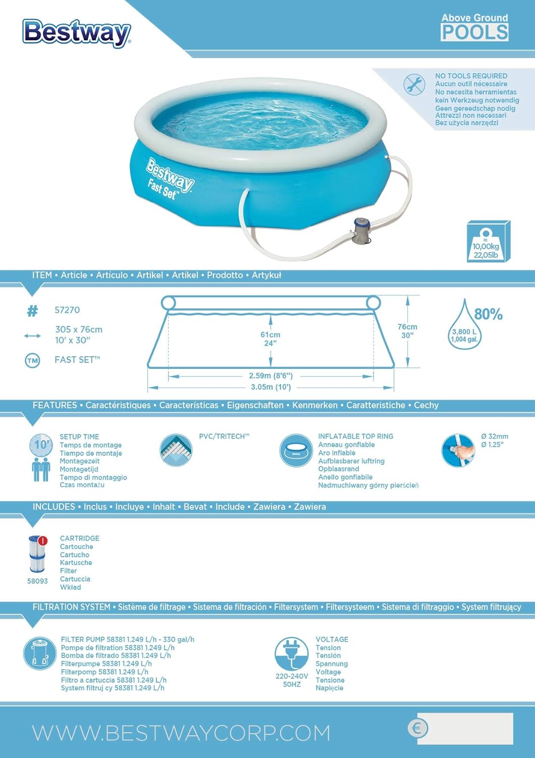 Fast Set Aufstellpool-Set mit Filterpumpe