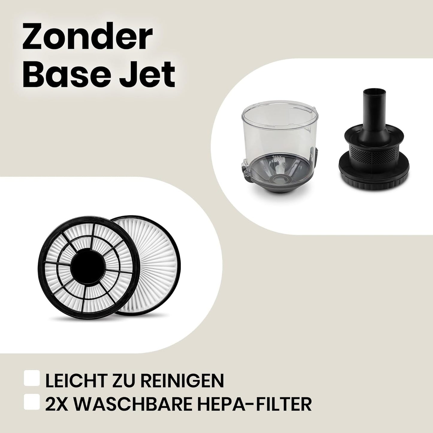 Zonder Base Jet - Beutelloser Zyklon-Staubsauger mit Turbobürste