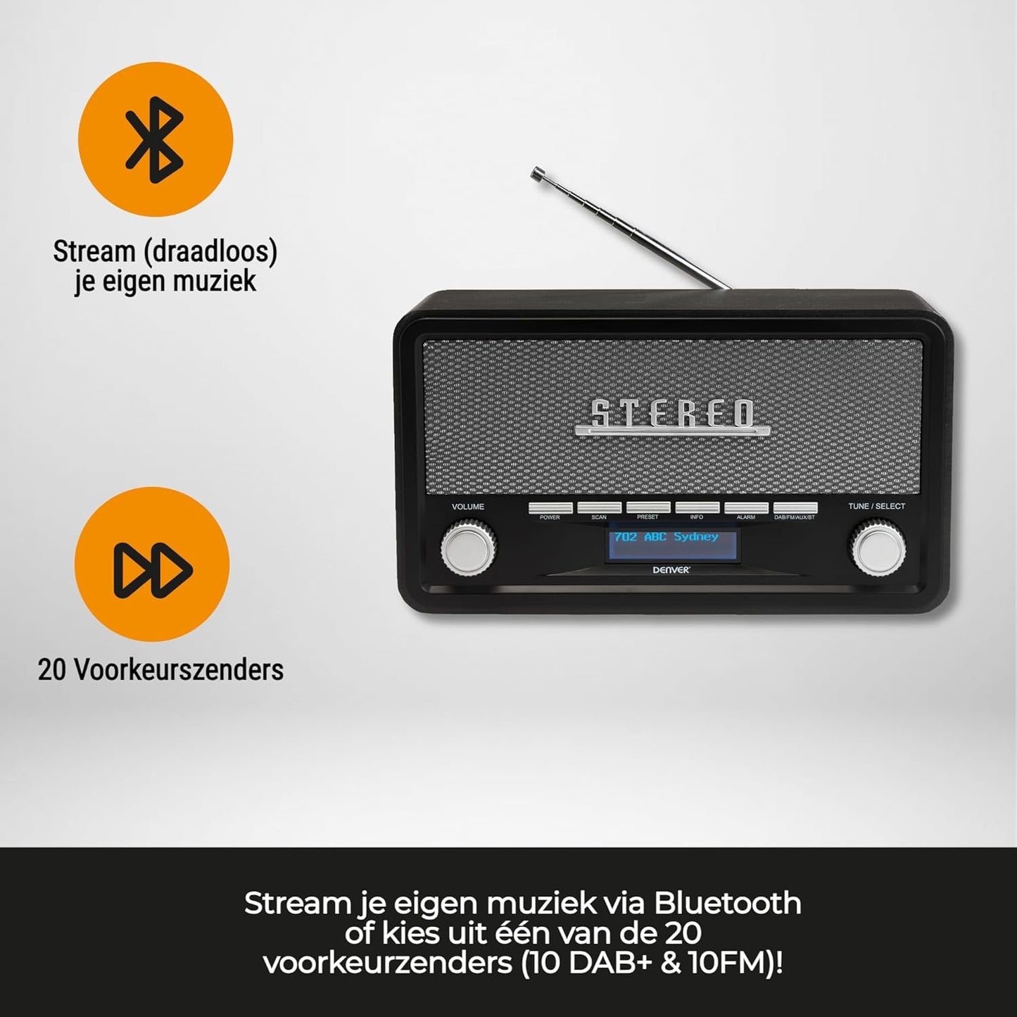Retro DAB-18 Digitalradio mit Bluetooth & Wecker