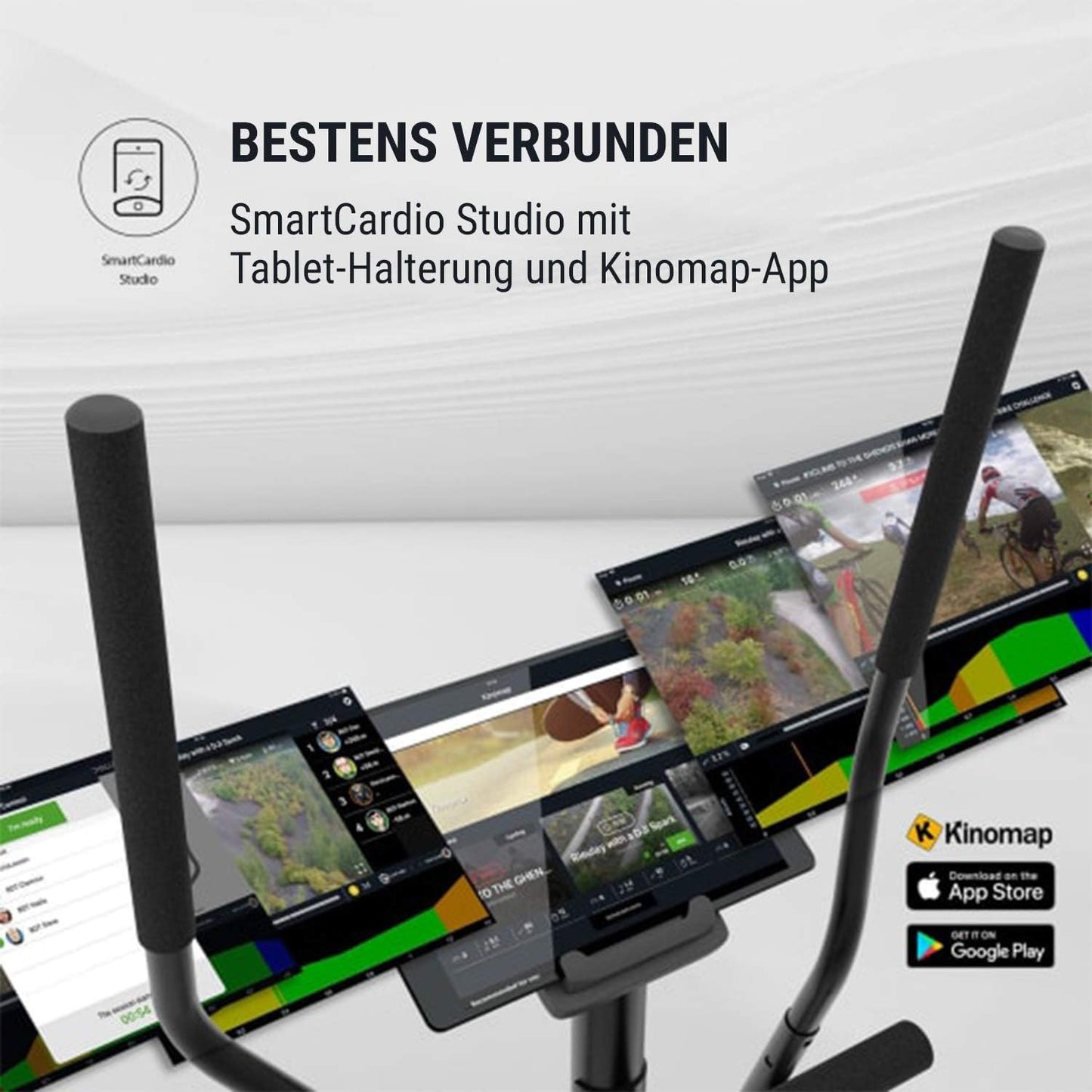 Ellipsentrainer Myon Cross klappbar mit Tablet-Halterung, Pianoschwarz
