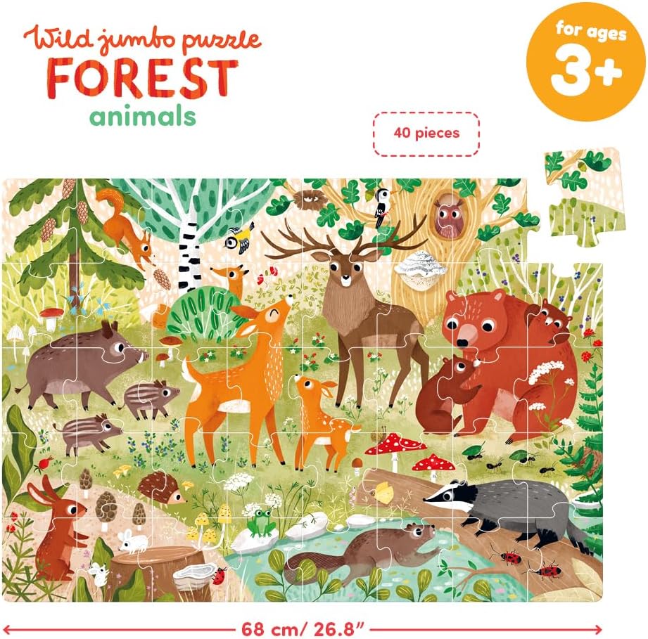 Wildes Jumbo -Puzzle Waldtiere – 40-tlg.