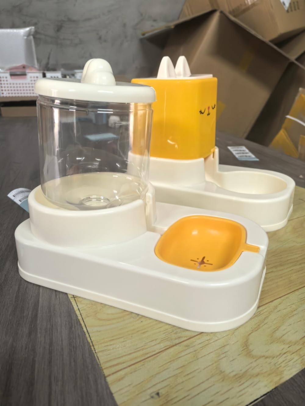 Futter- und Wasserspender-Set für Haustiere, Gelb