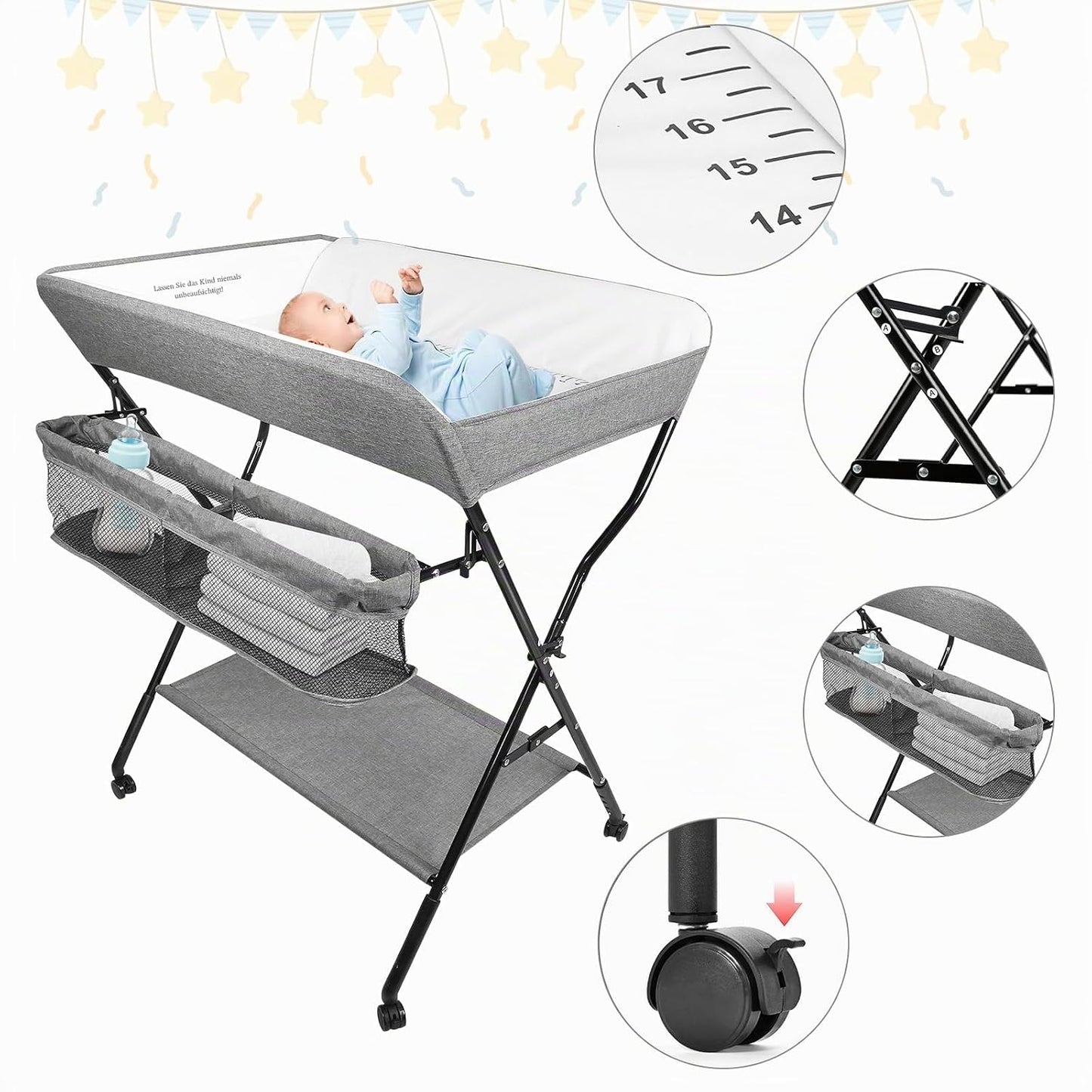 Faltbarer Wickeltisch, 86*62*96 cm-grau