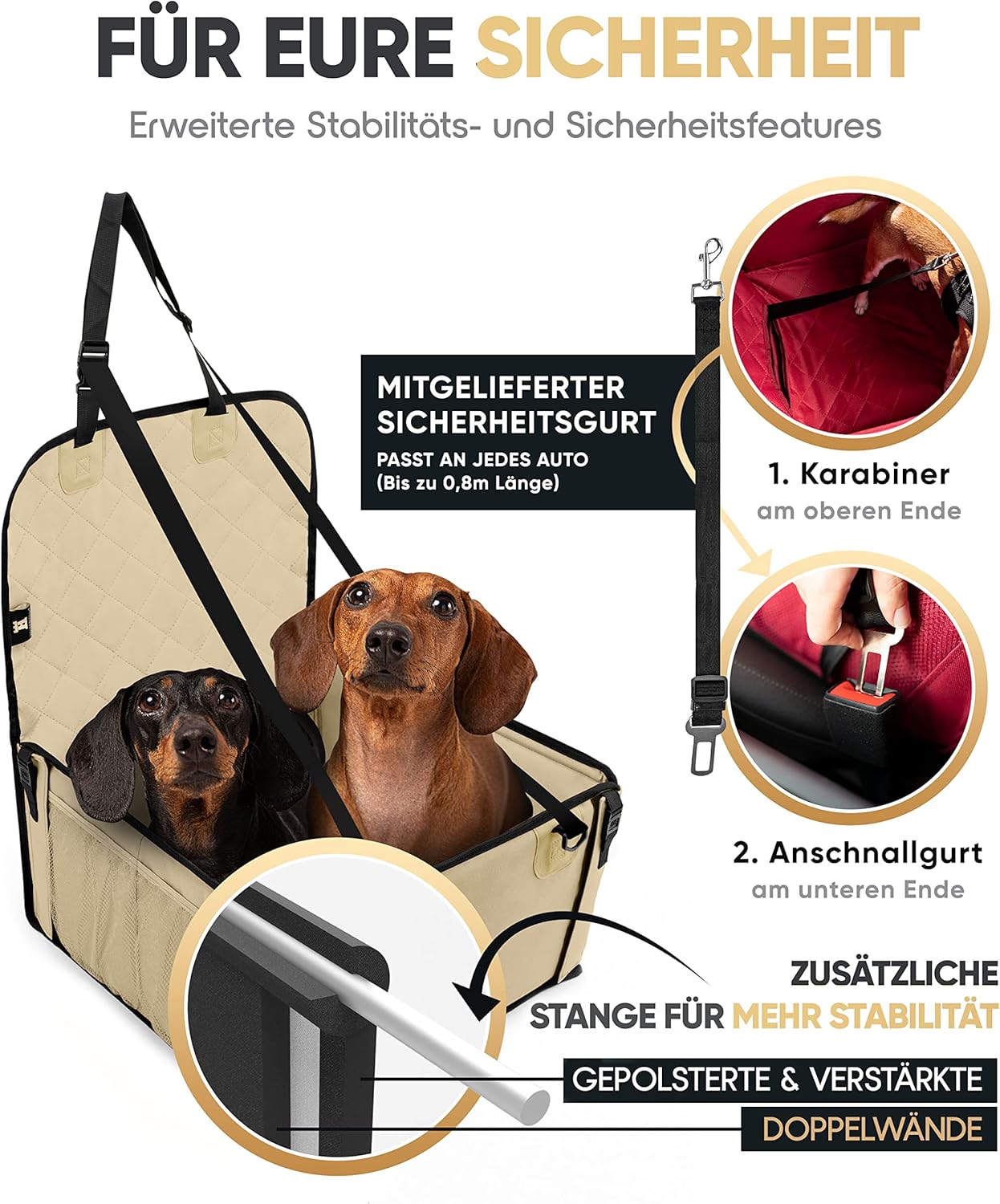 Wasserdichter Hundeautositz, Beige