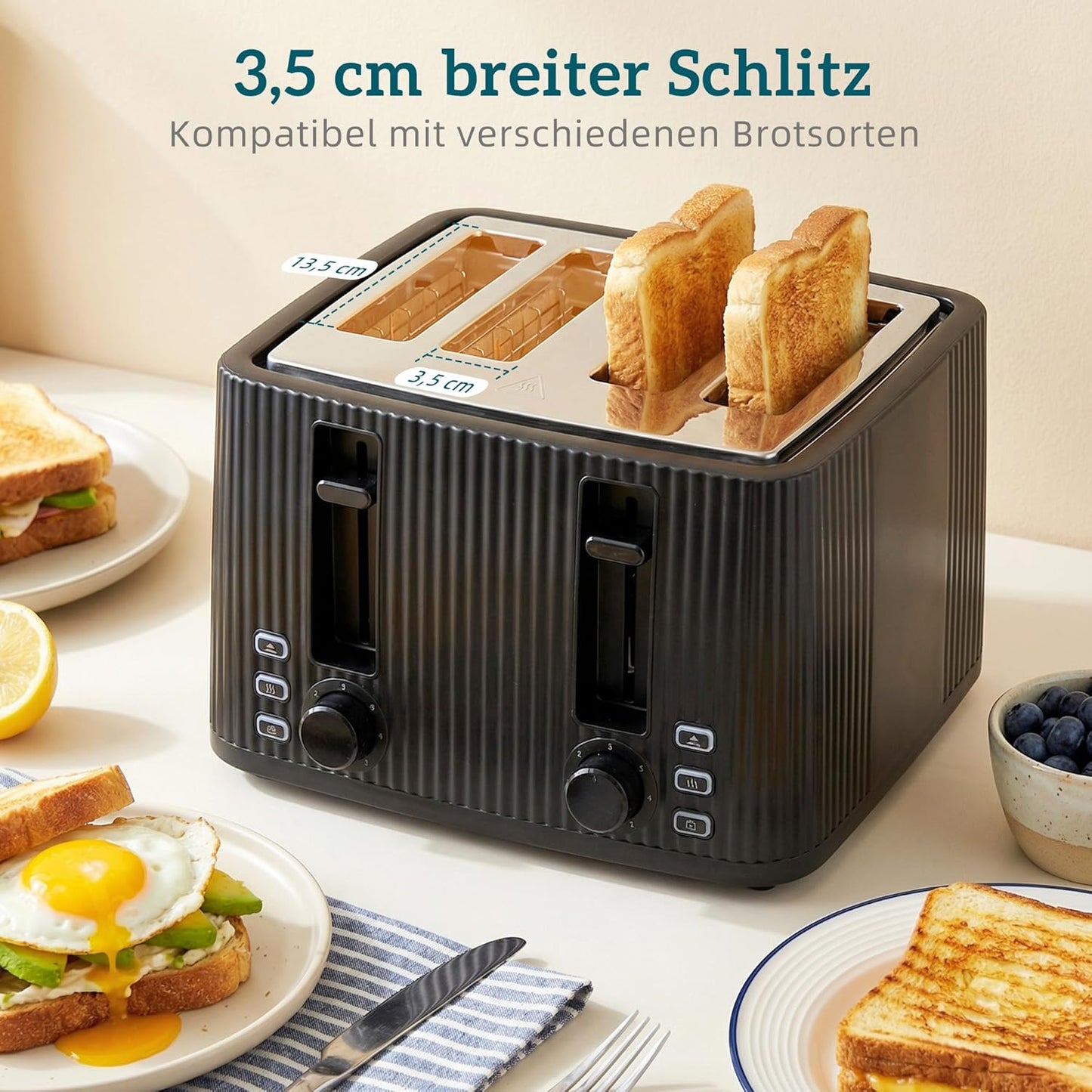 Frühstücksset mit Wasserkocher, Toaster und Eierkocher
