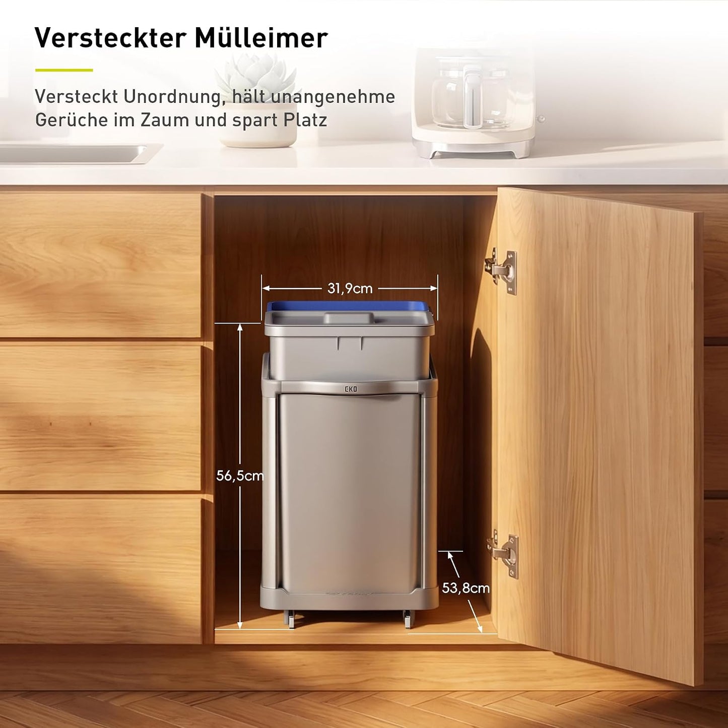 Ausziehbarer Unterschrank-Mülleimer, 34L + 24L