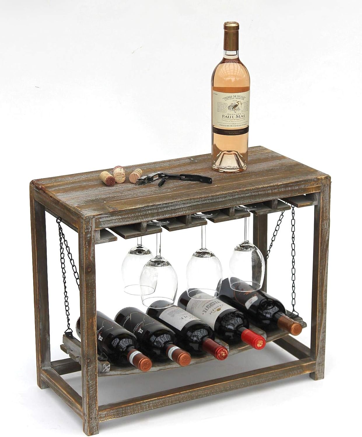 Weinregal mit Ablage und Glashalter