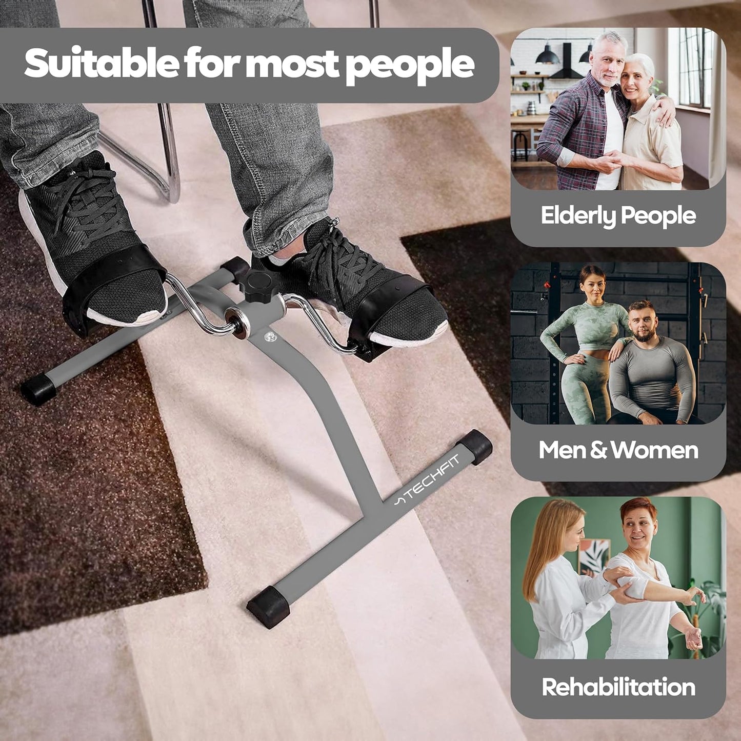 Mini-Heimtrainer PED1 für Arme und Beine, Pedal-Ausbilder, Grau PED1