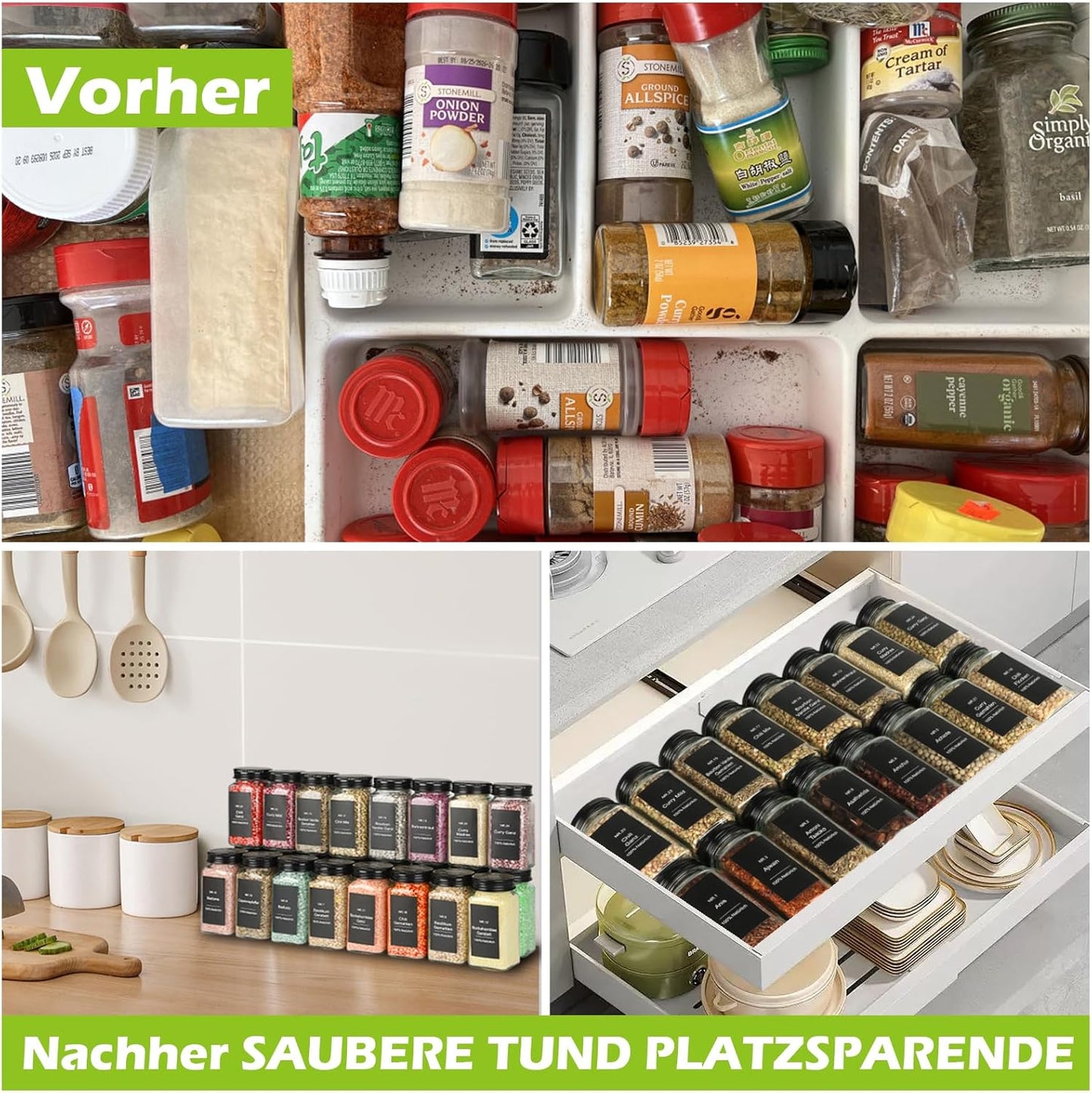 Gewürzgläser-Set mit Streueinsatz und Etiketten